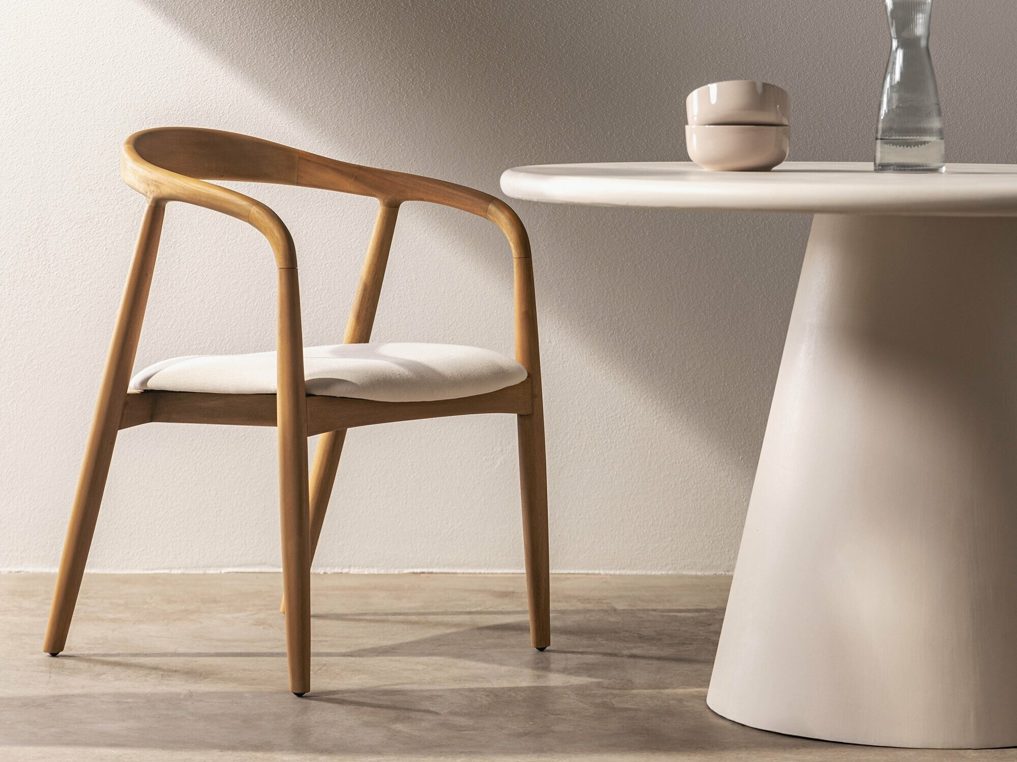 Stolica Burleson 247 (Svijetlo drvo + Krem)