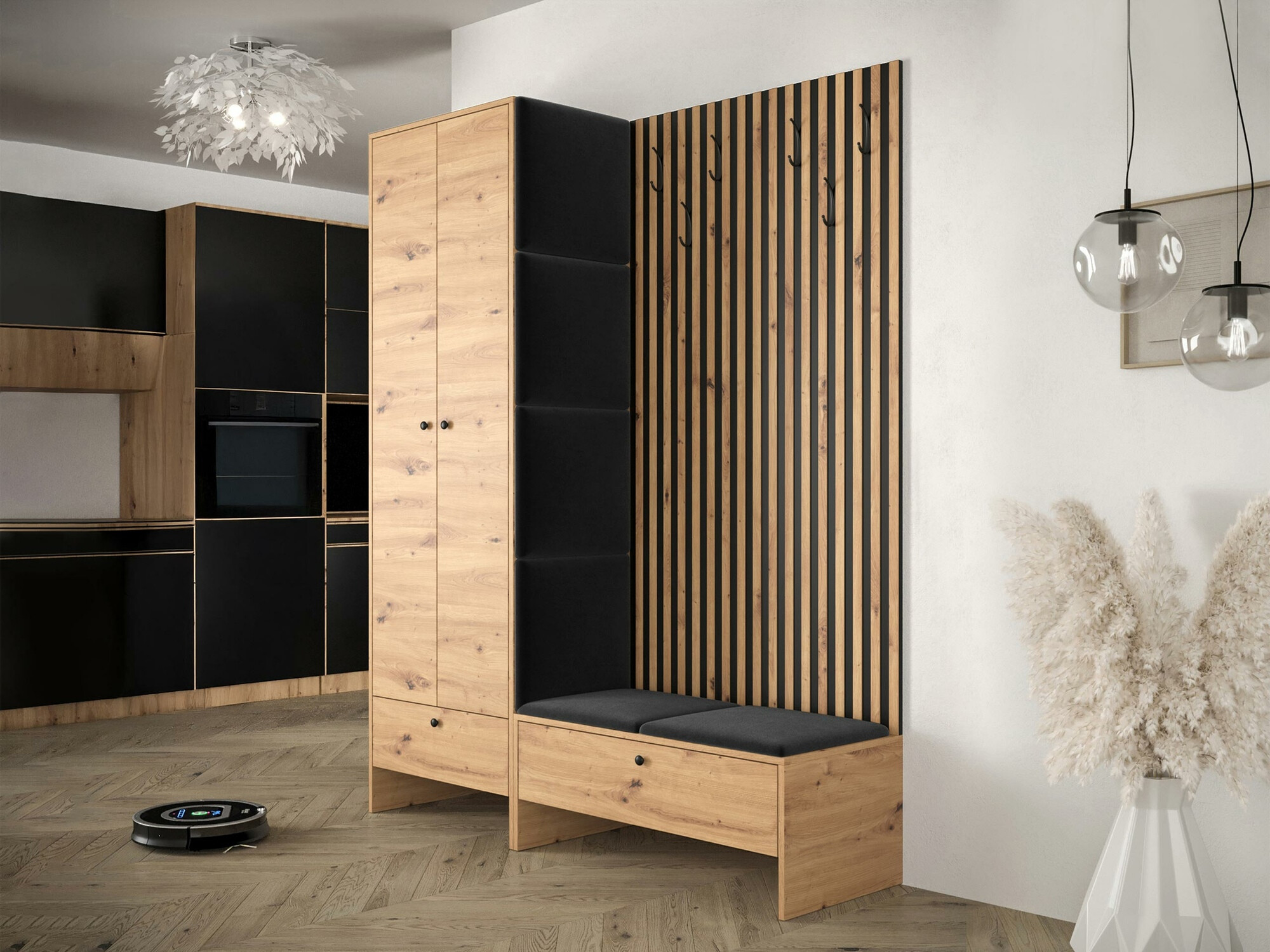 Set za hodnik Donio III (Hrast Artisan + Manila 18)