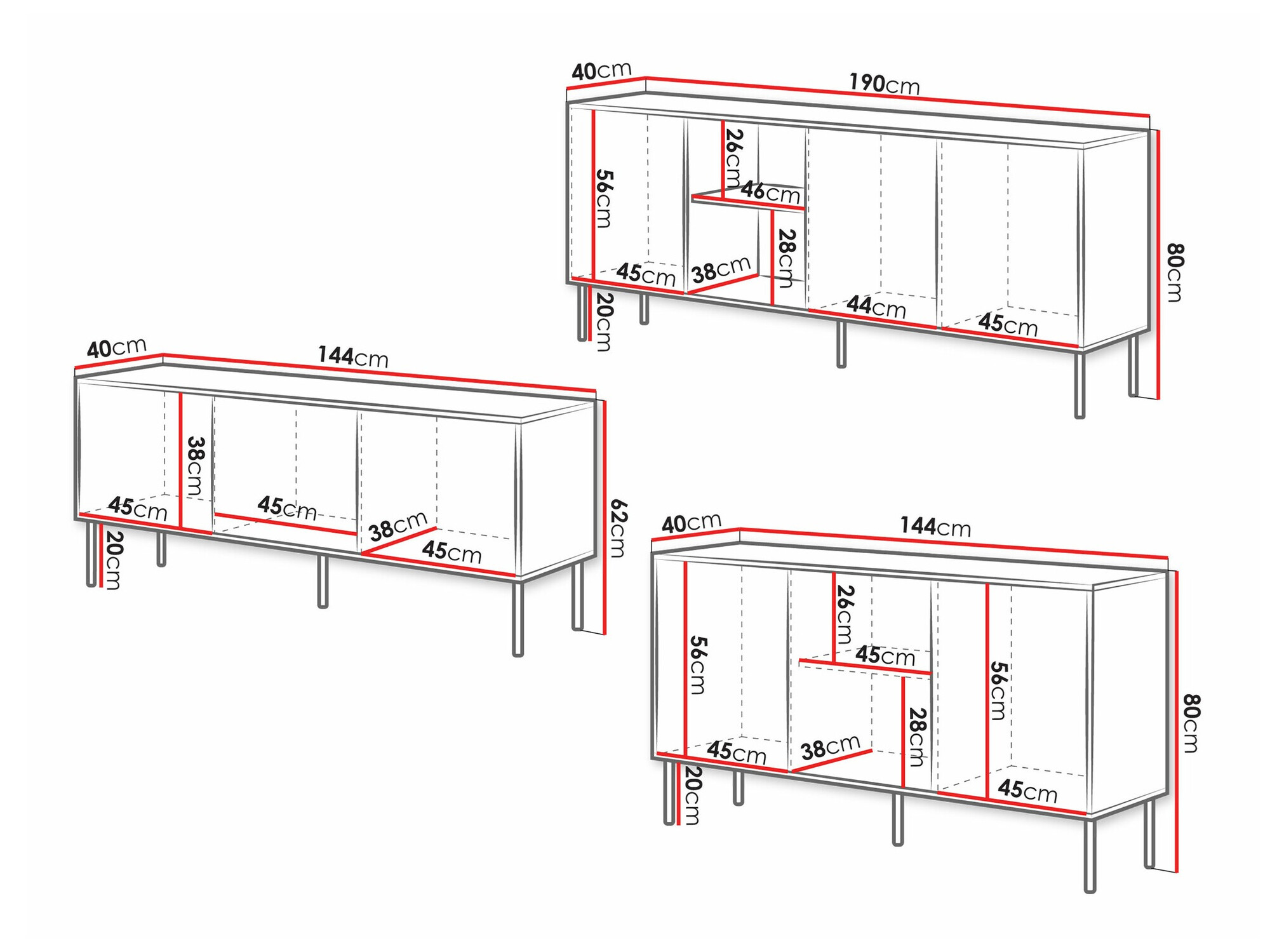 Set za dnevni boravak Monevare 105 (Crna + Hrast Wotan)