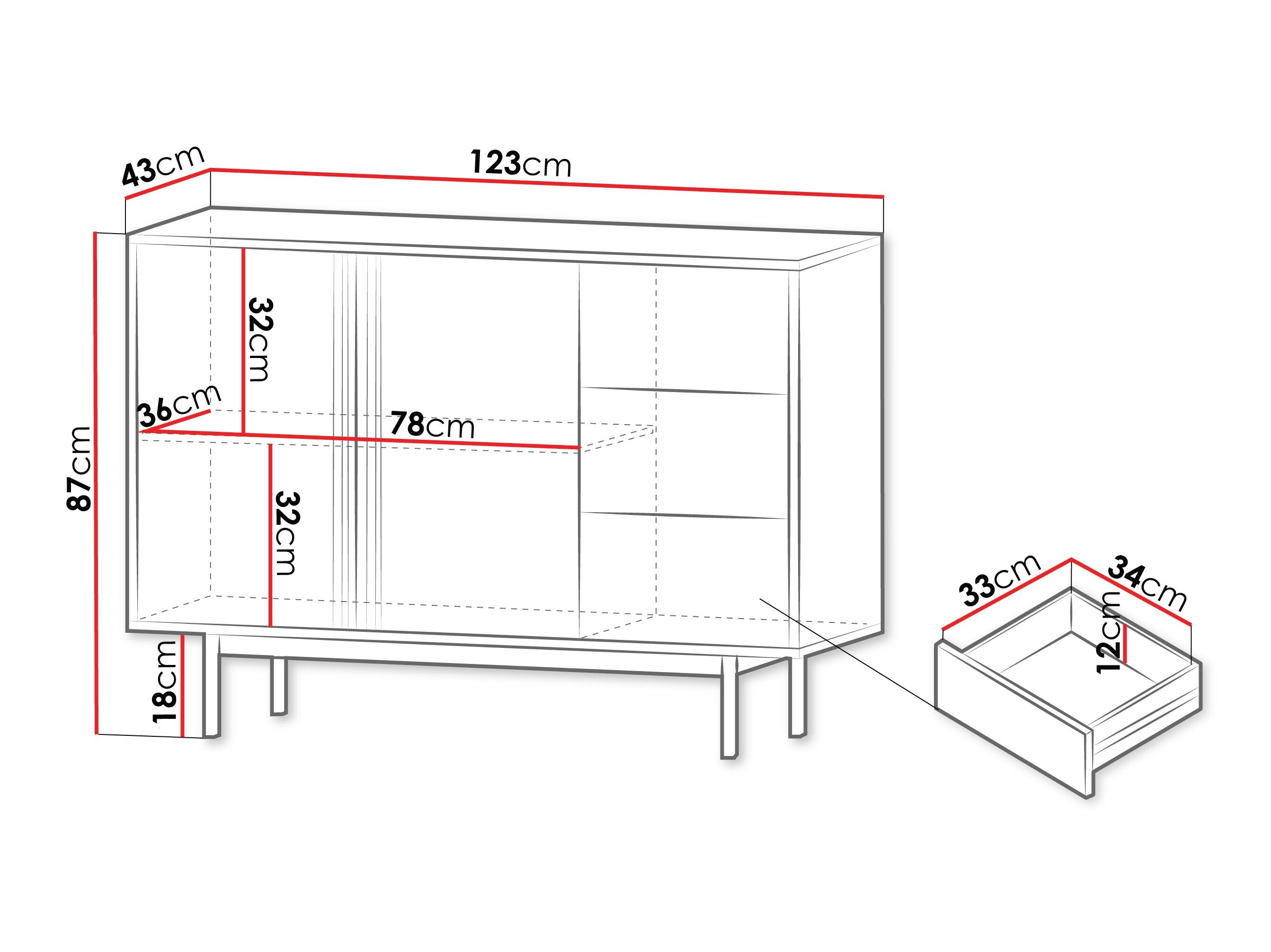 Komoda Levali 106 (Zagasito zelena)