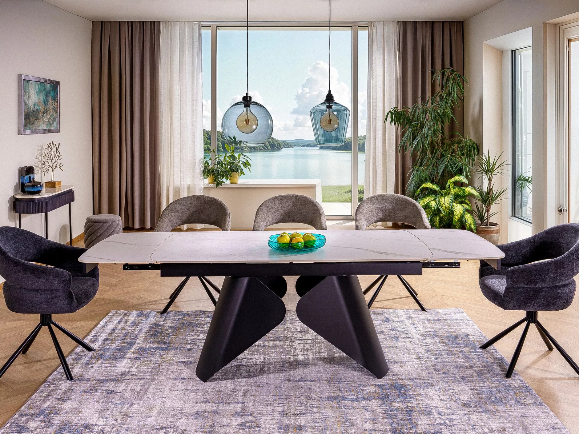 Stol Detroit 757 (Bijeli mramor + Crna)