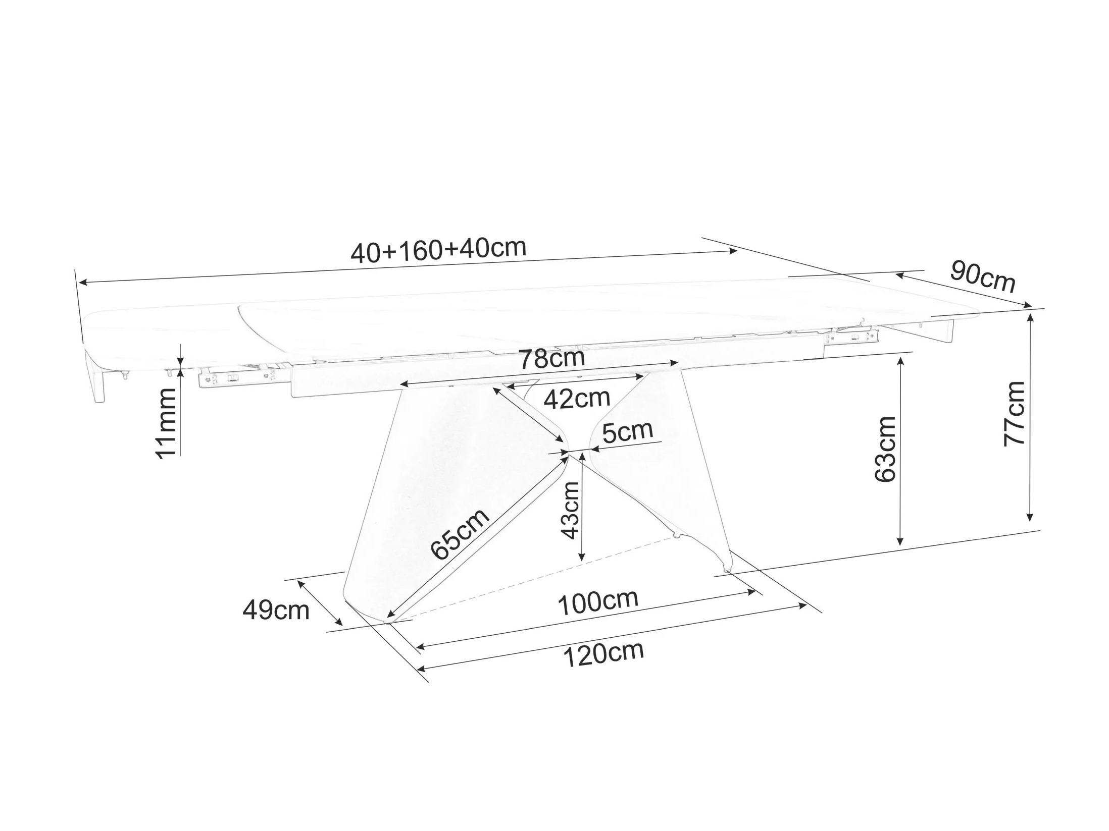 Stol Detroit 757 (Bijeli mramor + Crna)