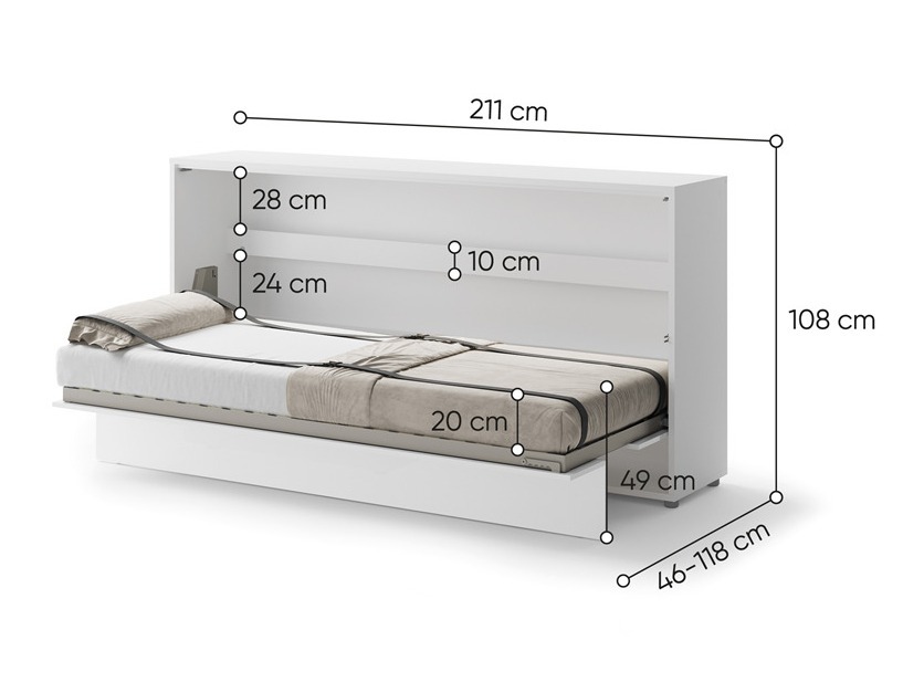 Zidni krevet Concept Pro Lenart Levfere 115 (Sjajno bijela)