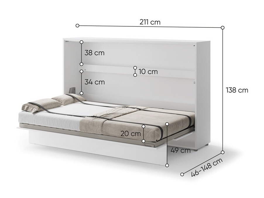 Zidni krevet Concept Pro Lenart V (Bijela)