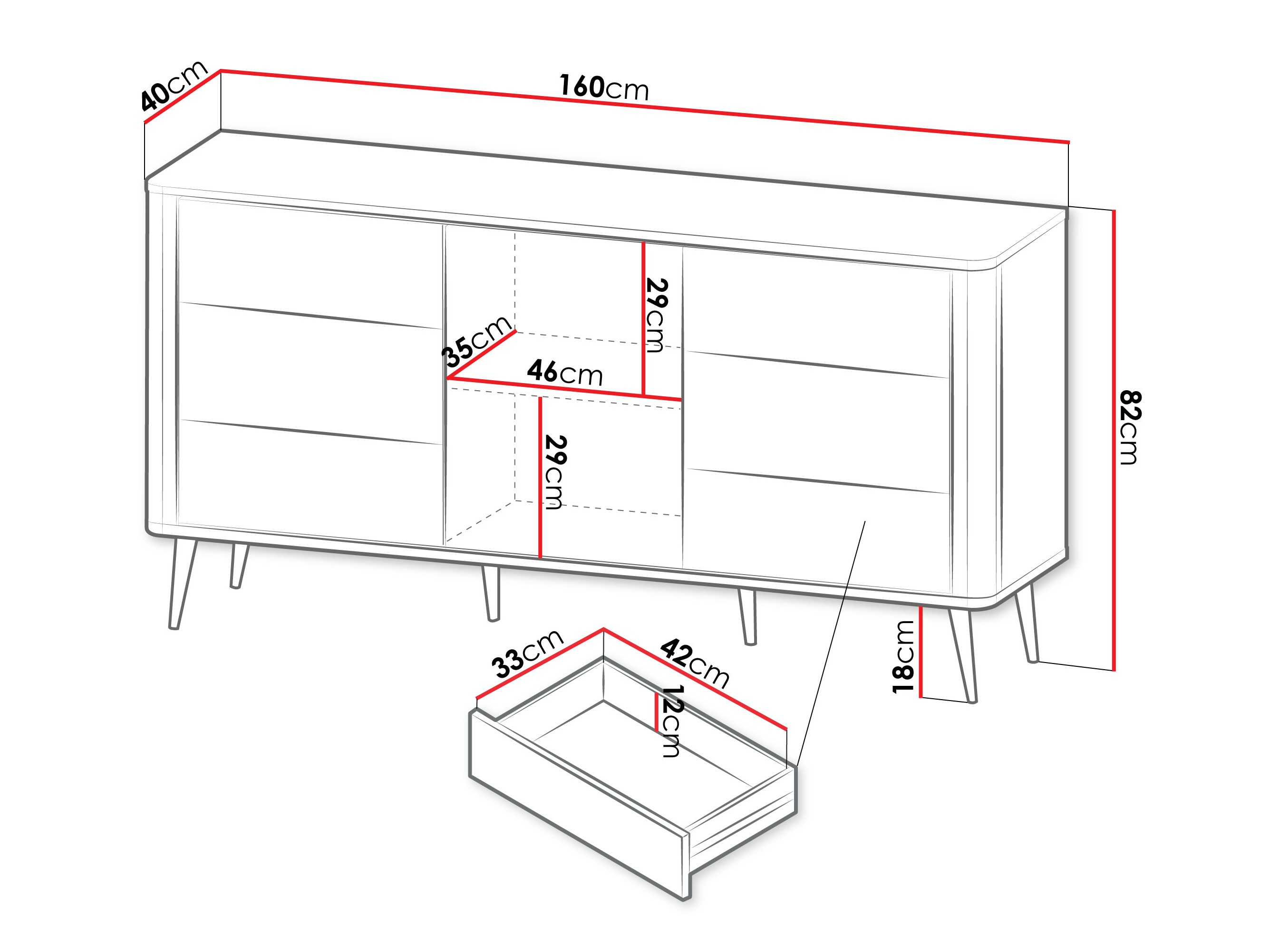 Komoda Lufela 107 (Kašmir + Orah)