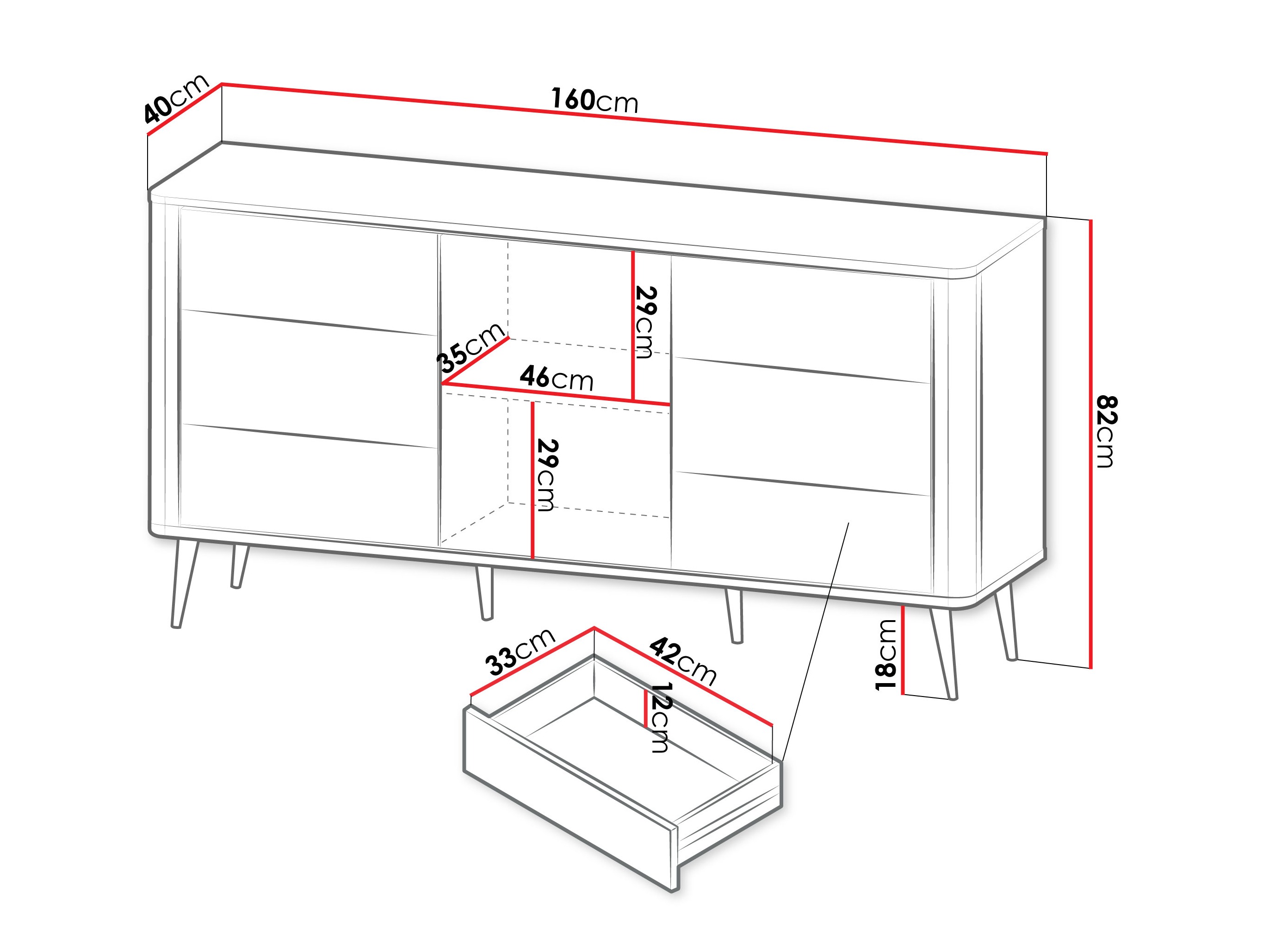 Komoda Lufela 107 (Kašmir + Sivi mramor)