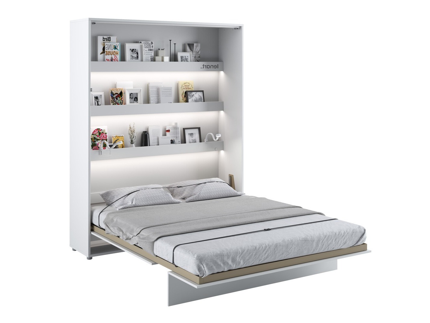 Zidni krevet Concept Pro Lenart Levfere 102 (Bijela + Sjajno bijela)