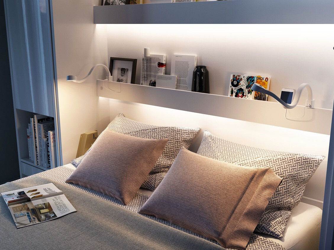 Zidni krevet Concept Pro Lenart Levfere 102 (Bijela)