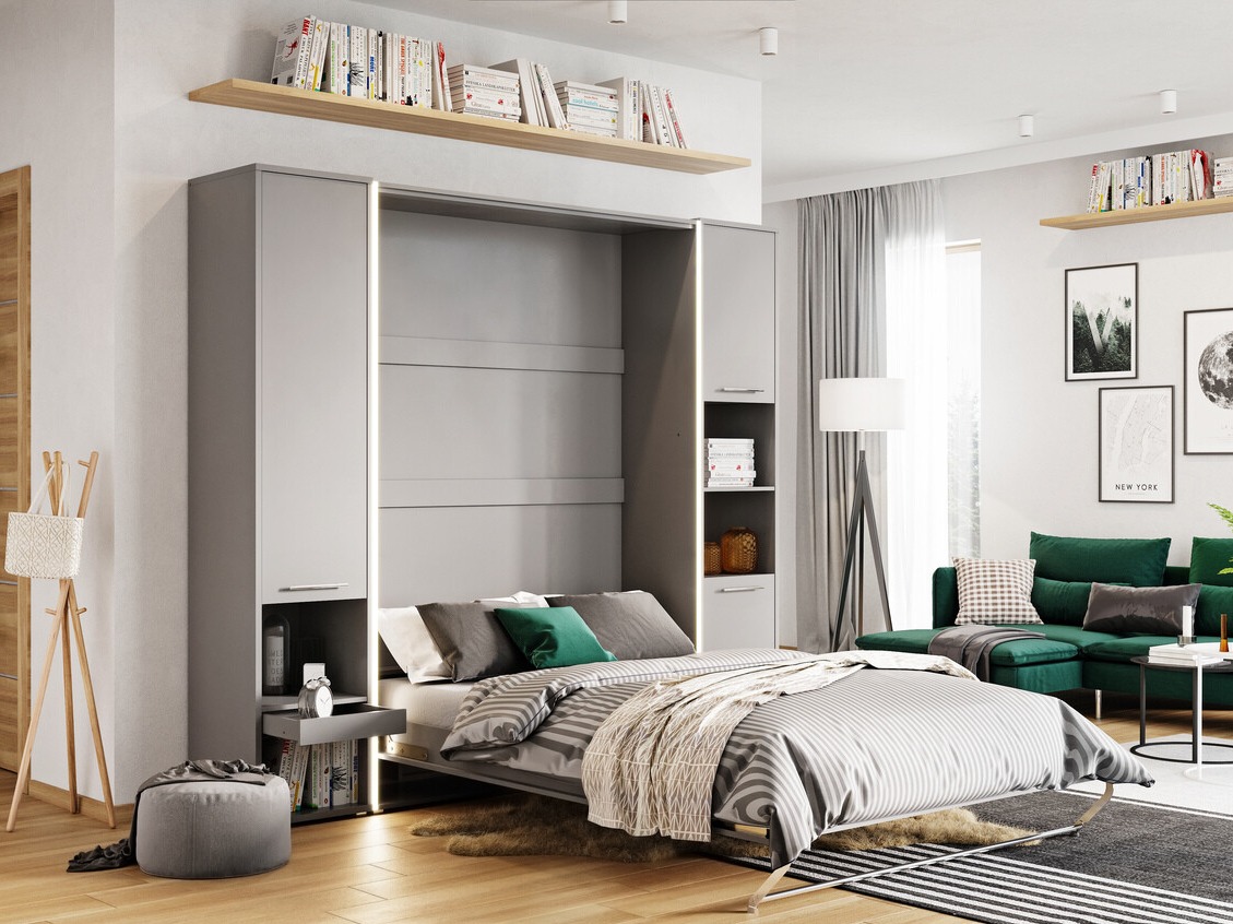 Zidni krevet Concept Pro Lenart Levfere 108 (Siva)