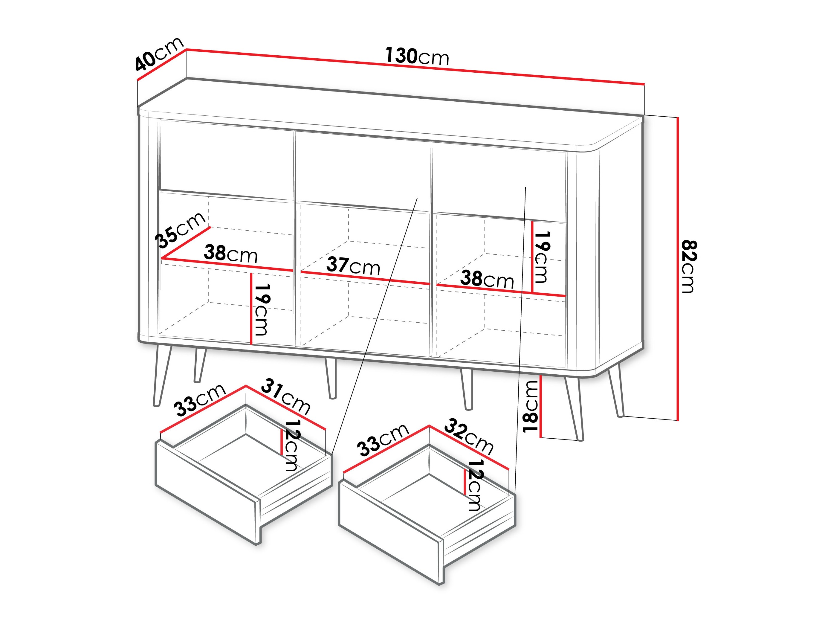 Komoda Lufela 109 (Kašmir + Sivi mramor)