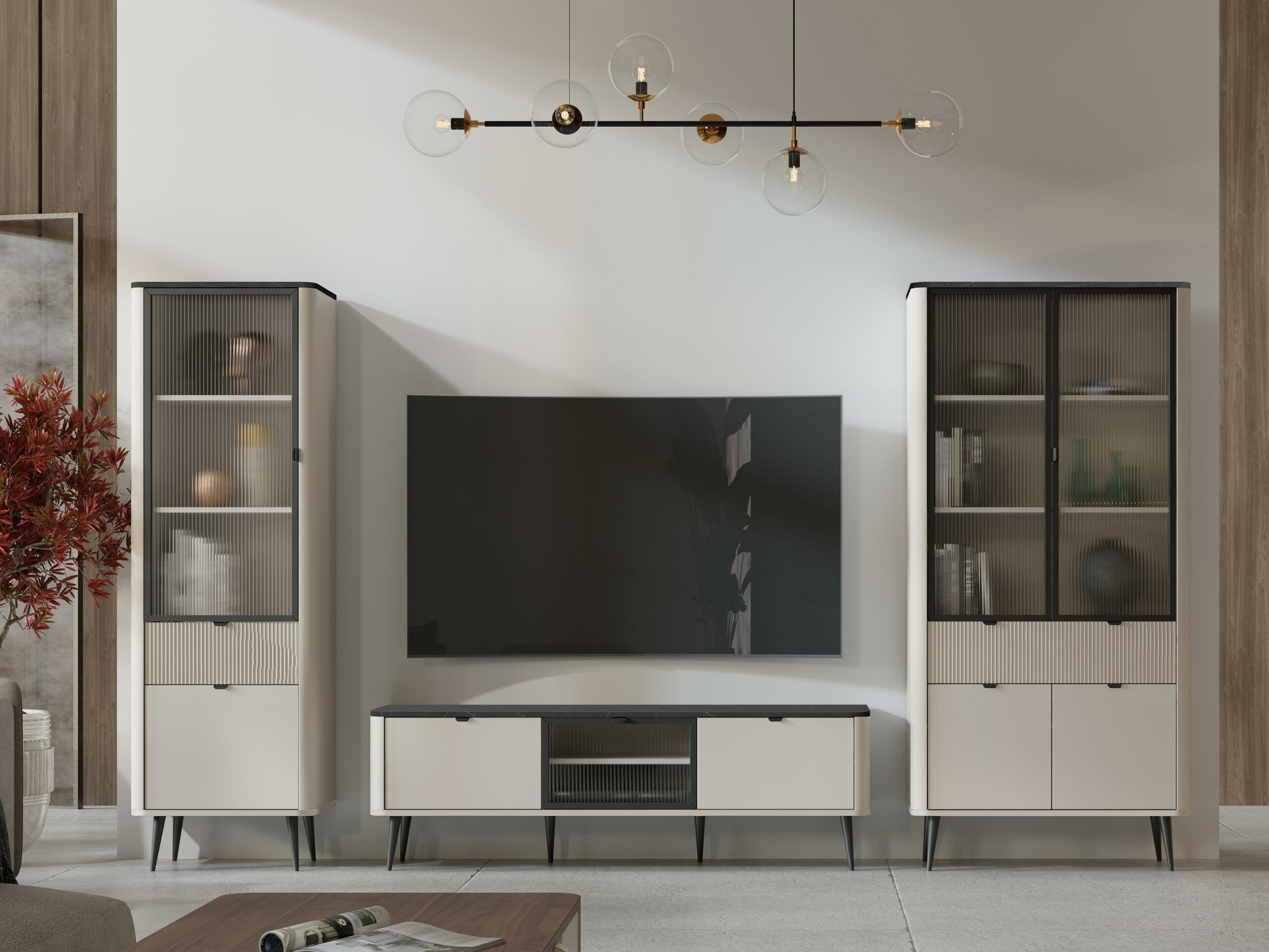 TV stol Lufela 111 (Kašmir + Sivi mramor)