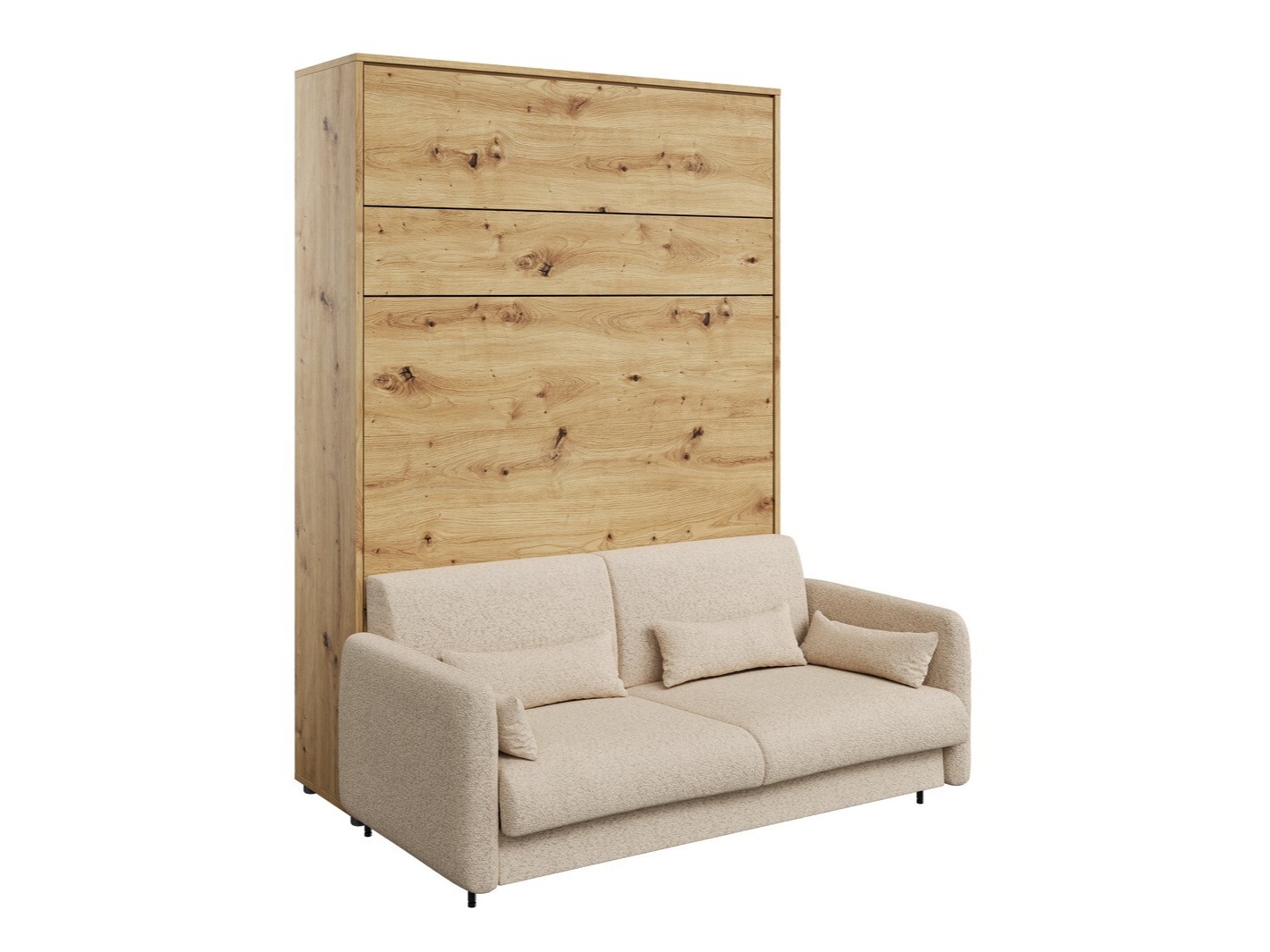 Zidni krevet Concept Pro Lenart Levfere 138 (Hrast Artisan + Bež)