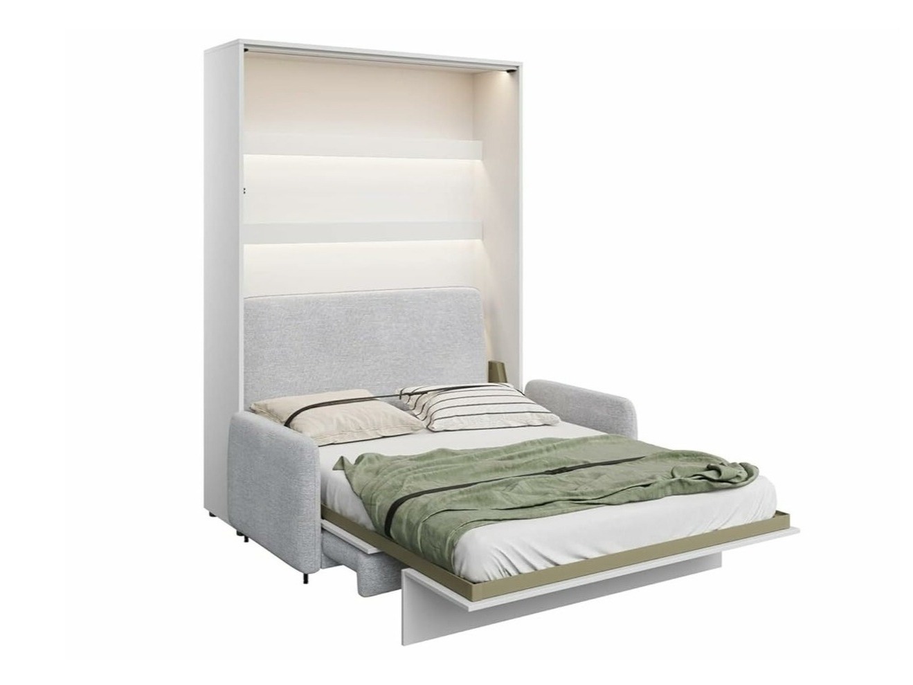 Zidni krevet Concept Pro Lenart Levfere 138 (Sjajno bijela + Siva)