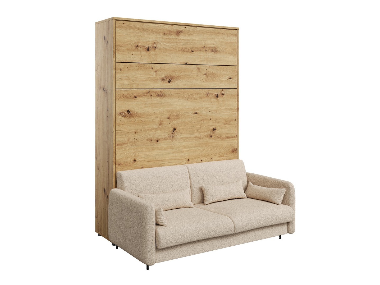 Zidni krevet Concept Pro Lenart VII (Hrast Artisan + Bež)