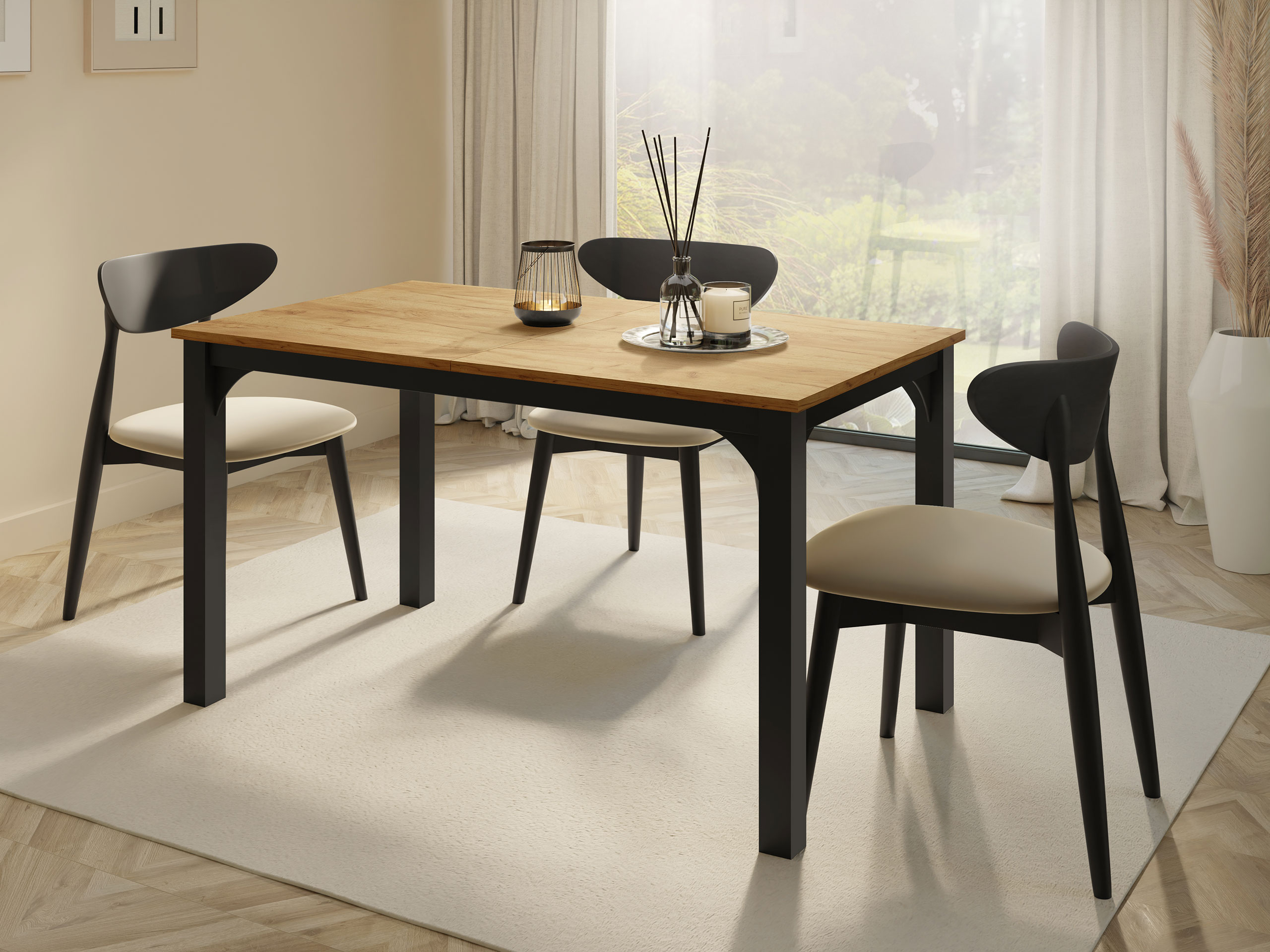 Stol Oswego 136 (Zlatni hrast Craft + Crna)