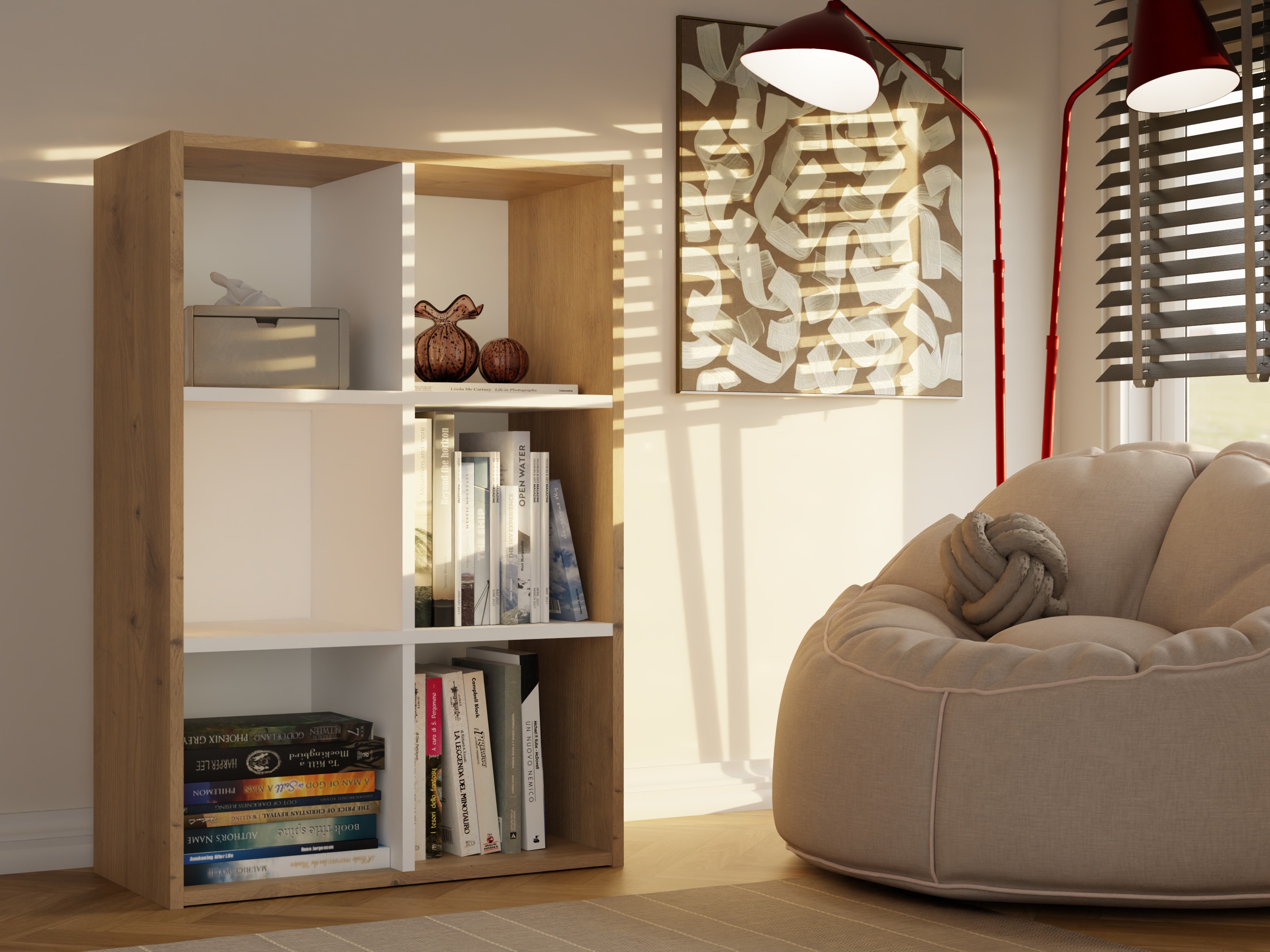 Polica Mandeville 296 (Bijela + Artisan hrast)