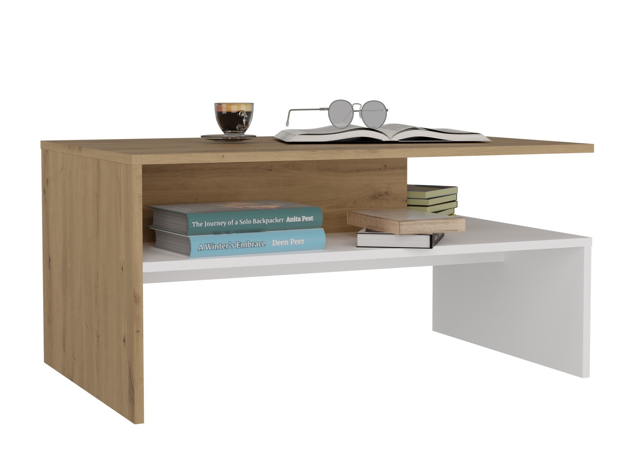 Stolić za kavu Mandeville 199 (Hrast Artisan + Bijela)