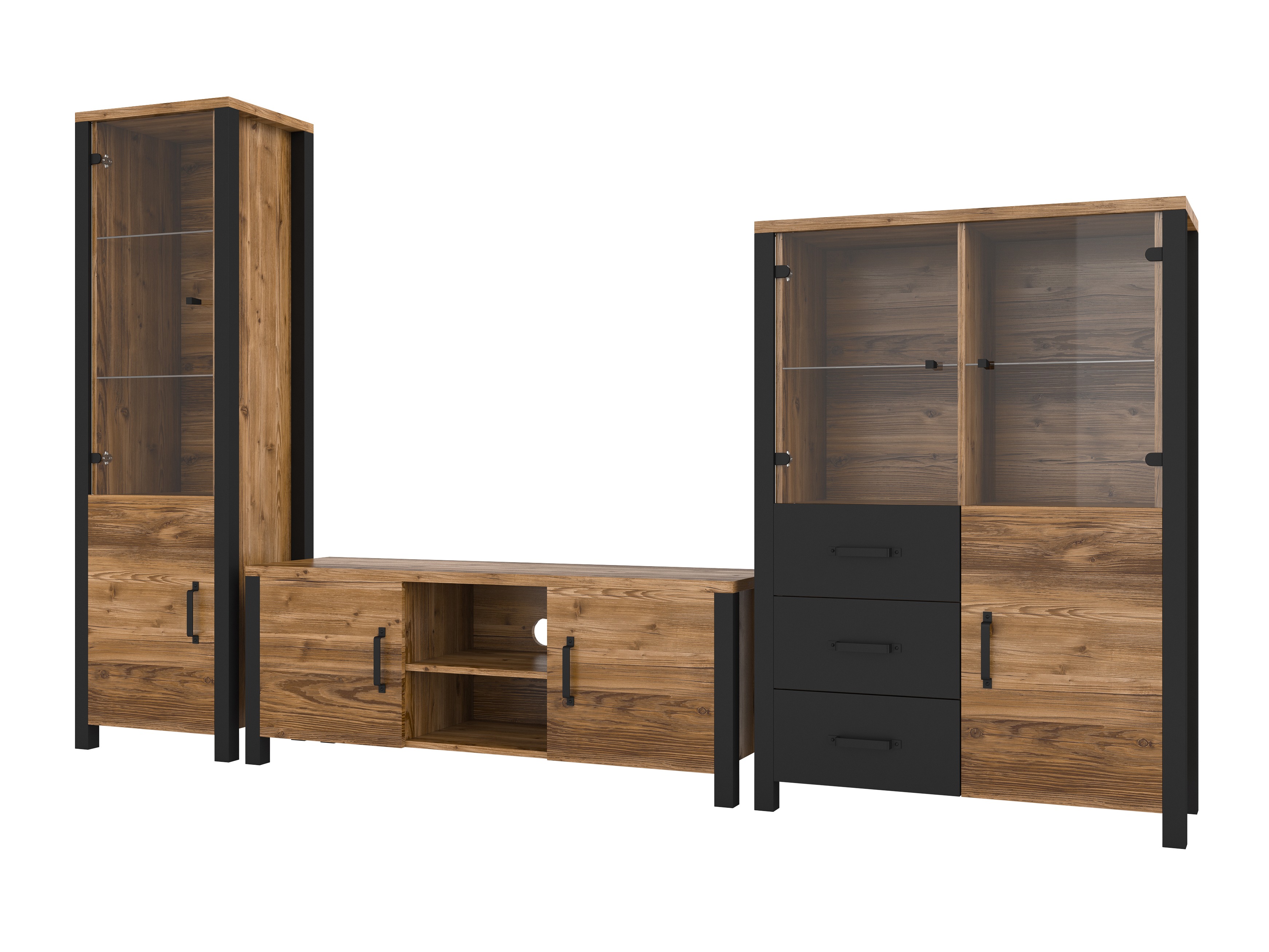 Set za dnevni boravak Tornua 113 (Tamna smreka + Mat crna)