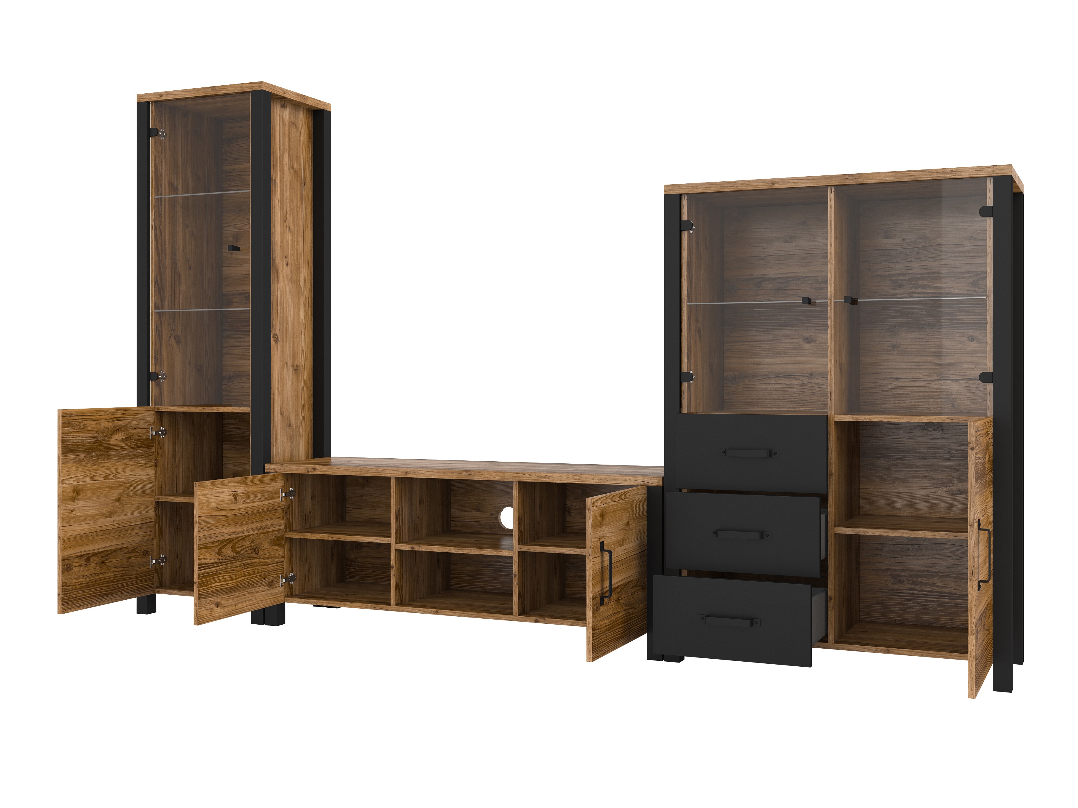 Set za dnevni boravak Tornua 113 (Tamna smreka + Mat crna)