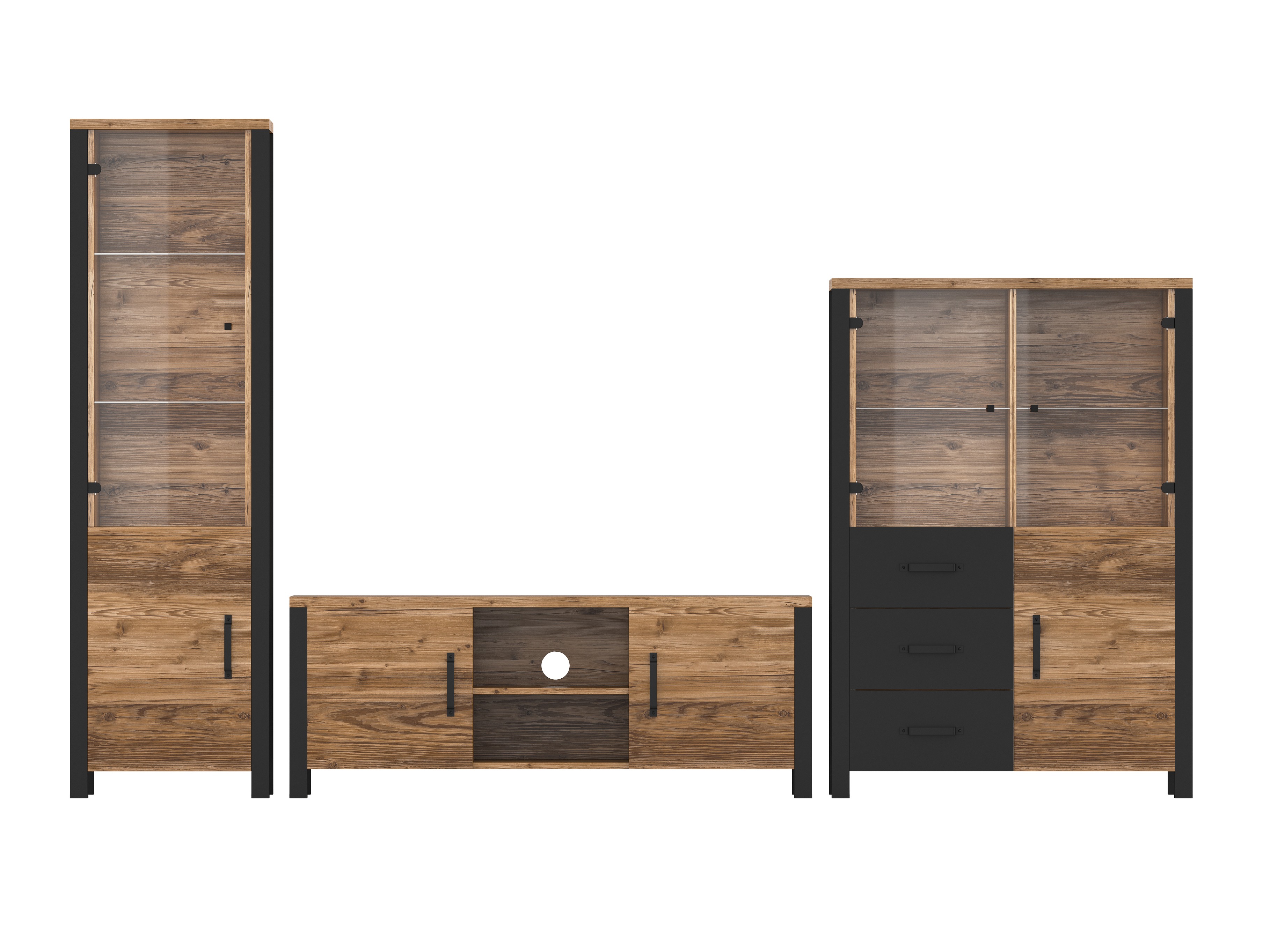 Set za dnevni boravak Tornua 113 (Tamna smreka + Mat crna)