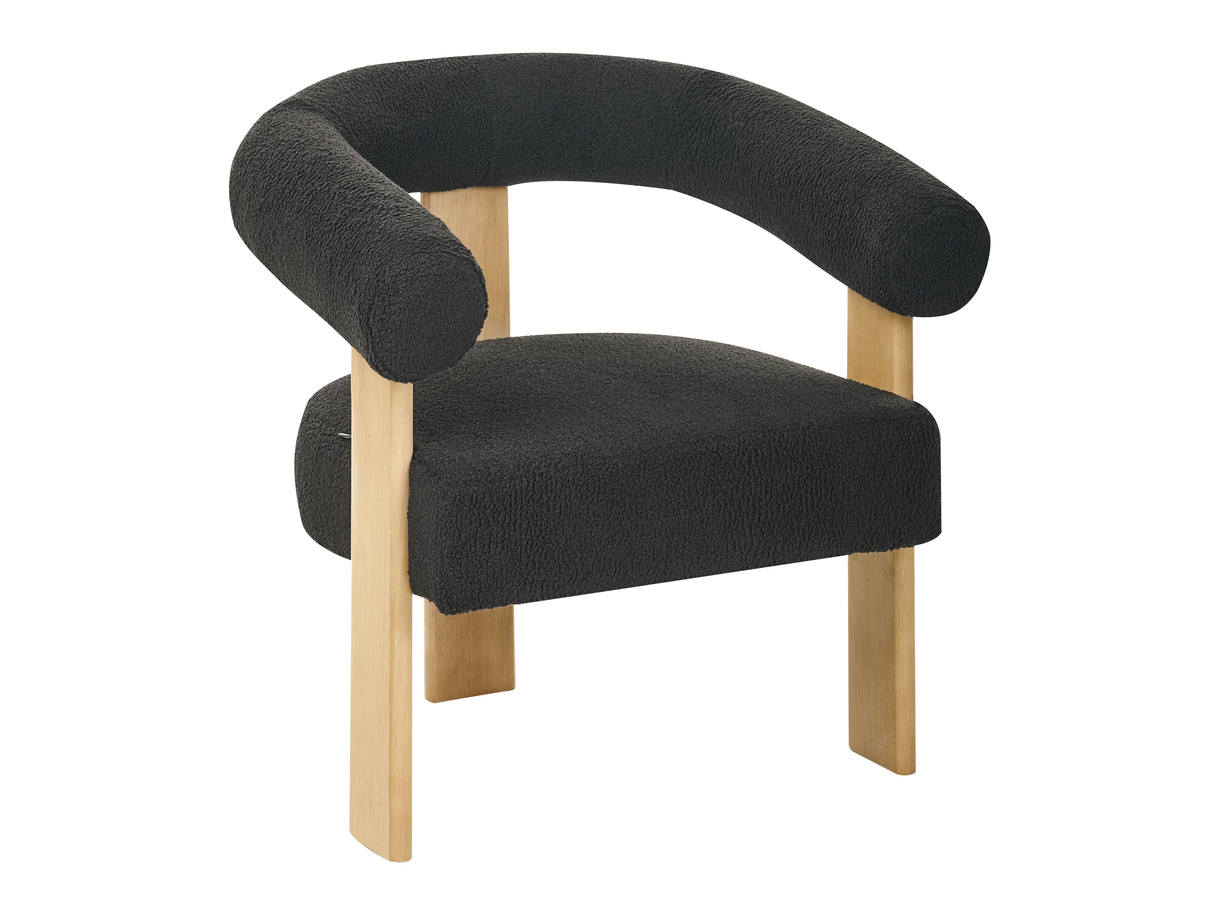 Fotelja Berwyn 2708 (Crna + Svijetlo drvo)