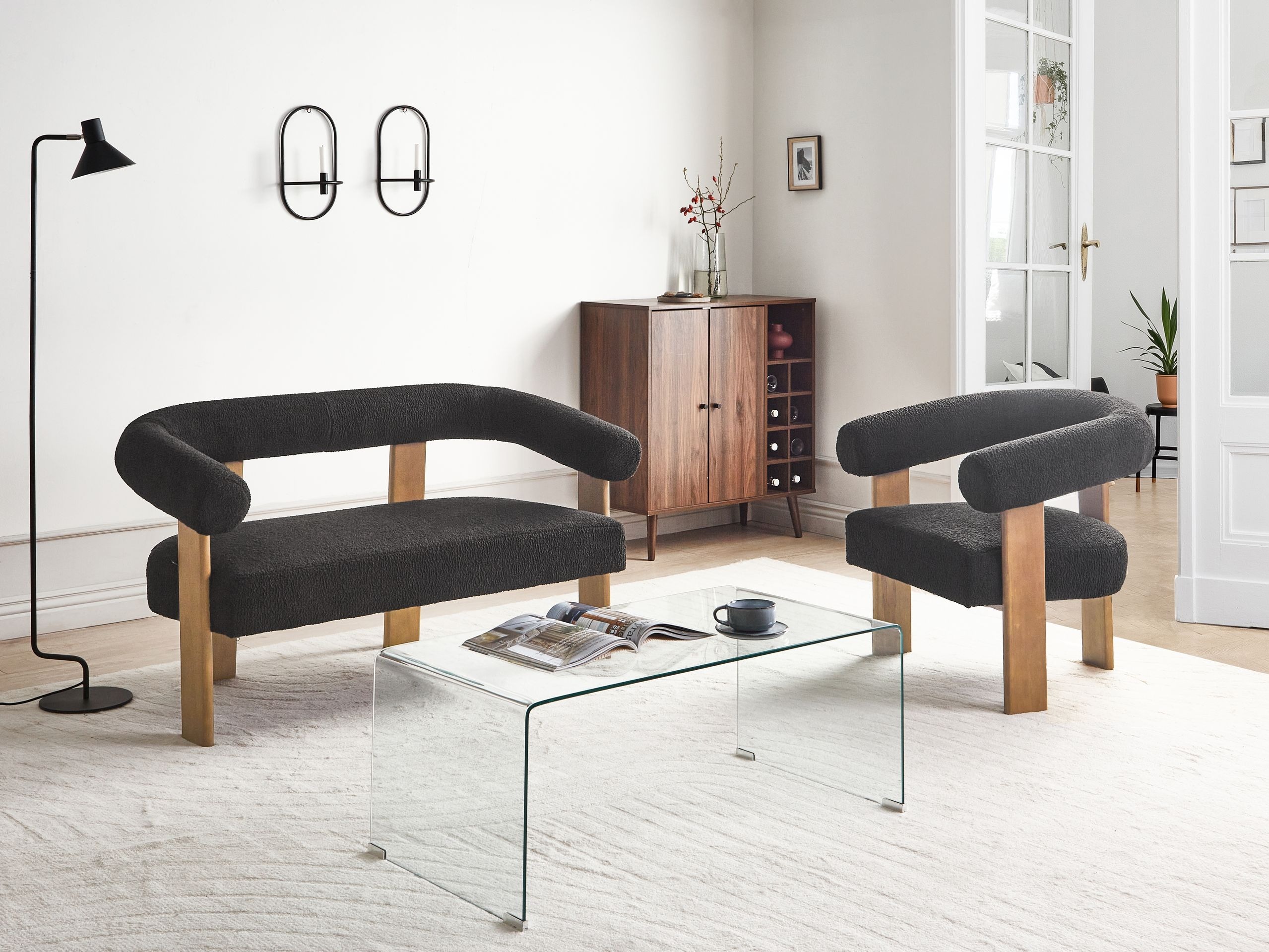 Fotelja Berwyn 2708 (Crna + Tamno drvo)