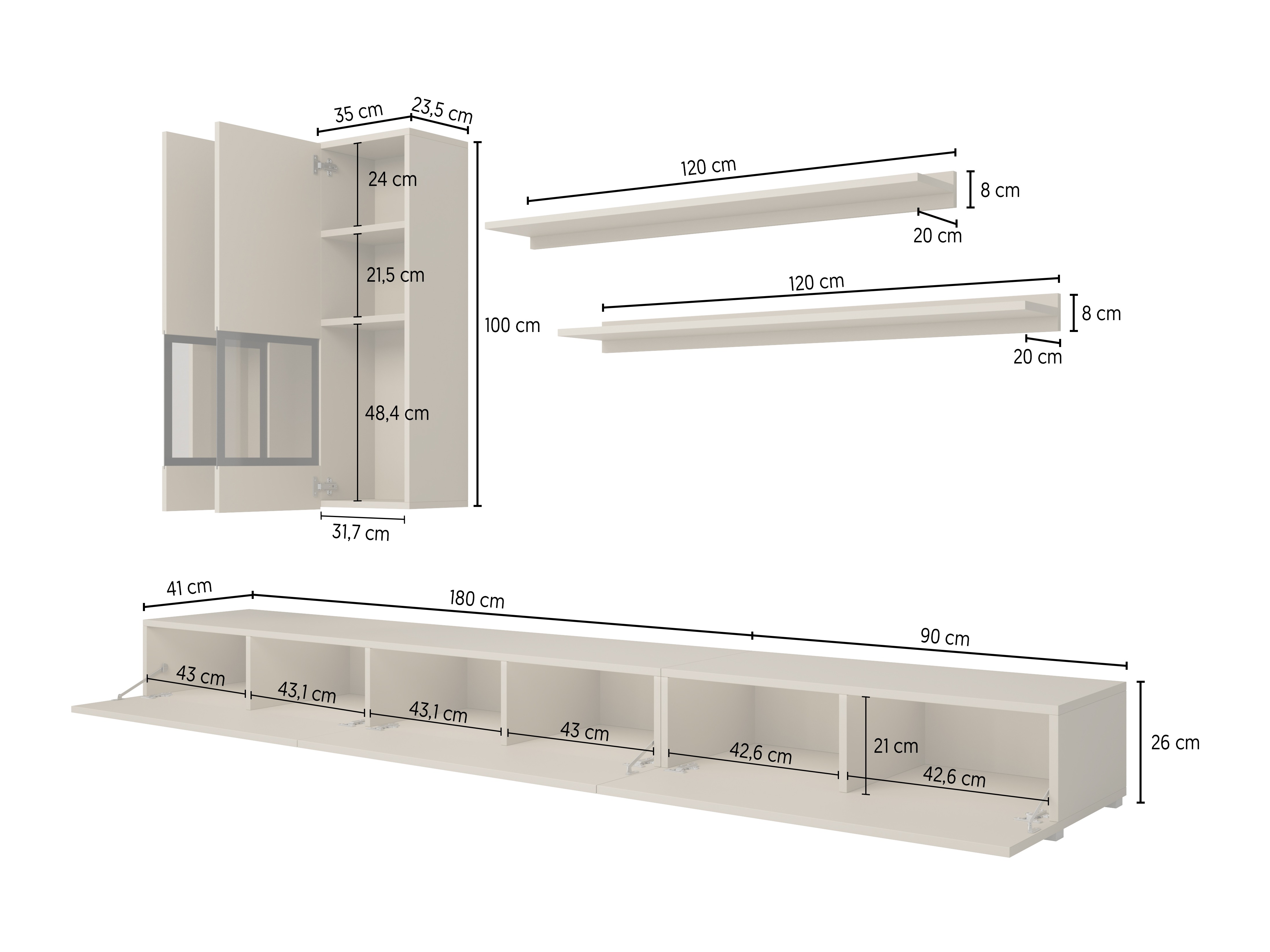 Set za dnevni boravak Serodeu 100 (Boja betona)
