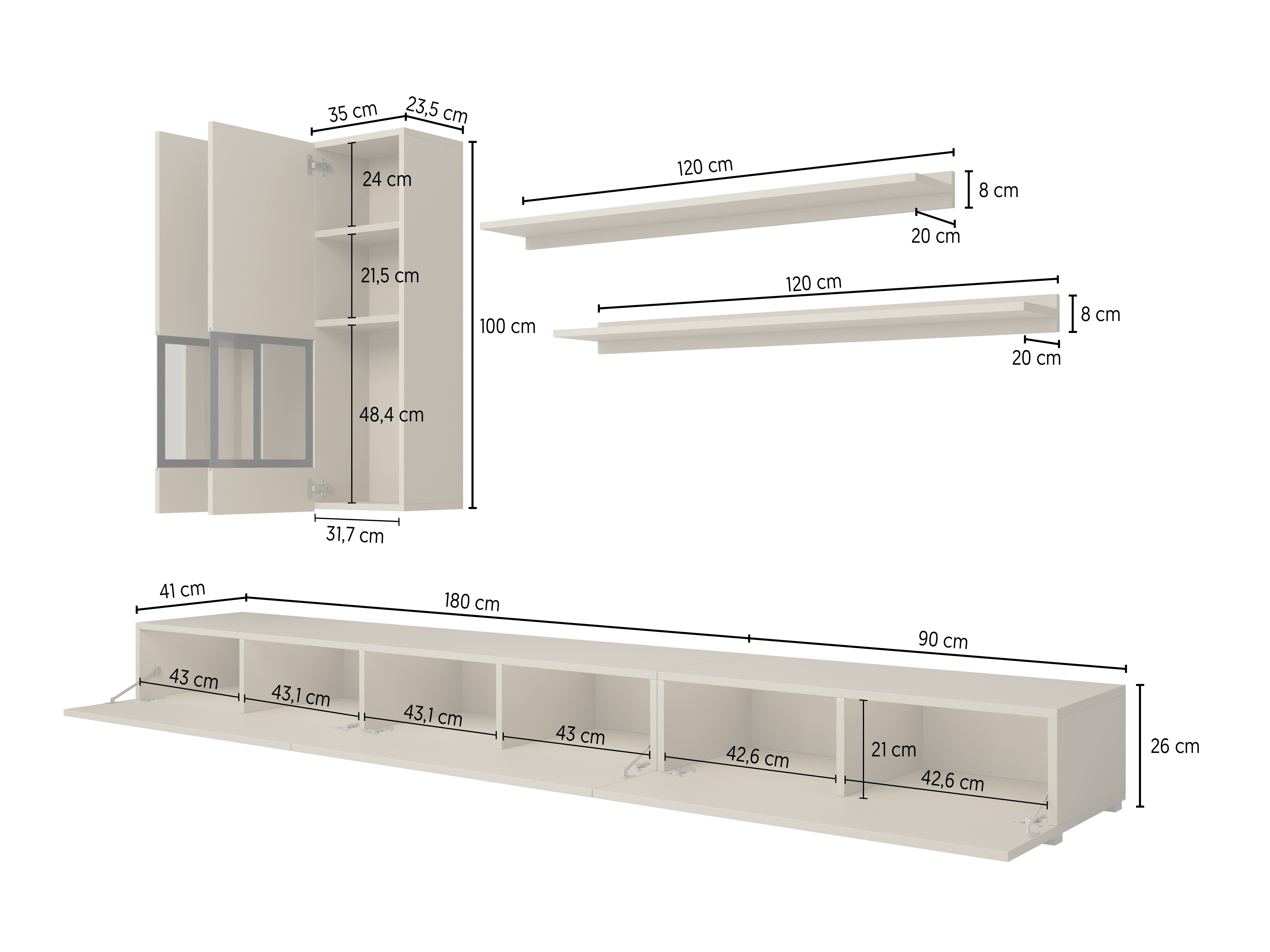 Set za dnevni boravak Serodeu 100 (Tamni beton)