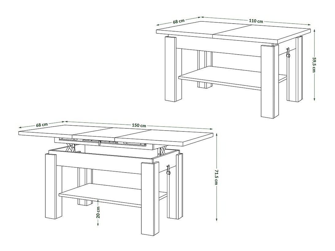 Sklopivi stolić za kavu Glendale 100 (Obrt zlatni hrast)
