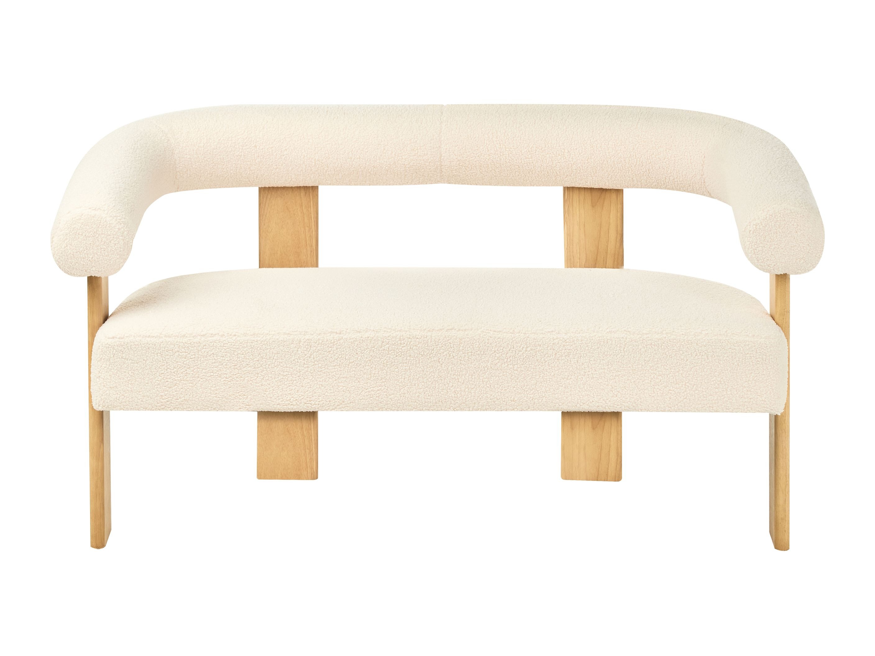 Tapecirana klupa Berwyn 2709 (Bijela + Svijetlo drvo)