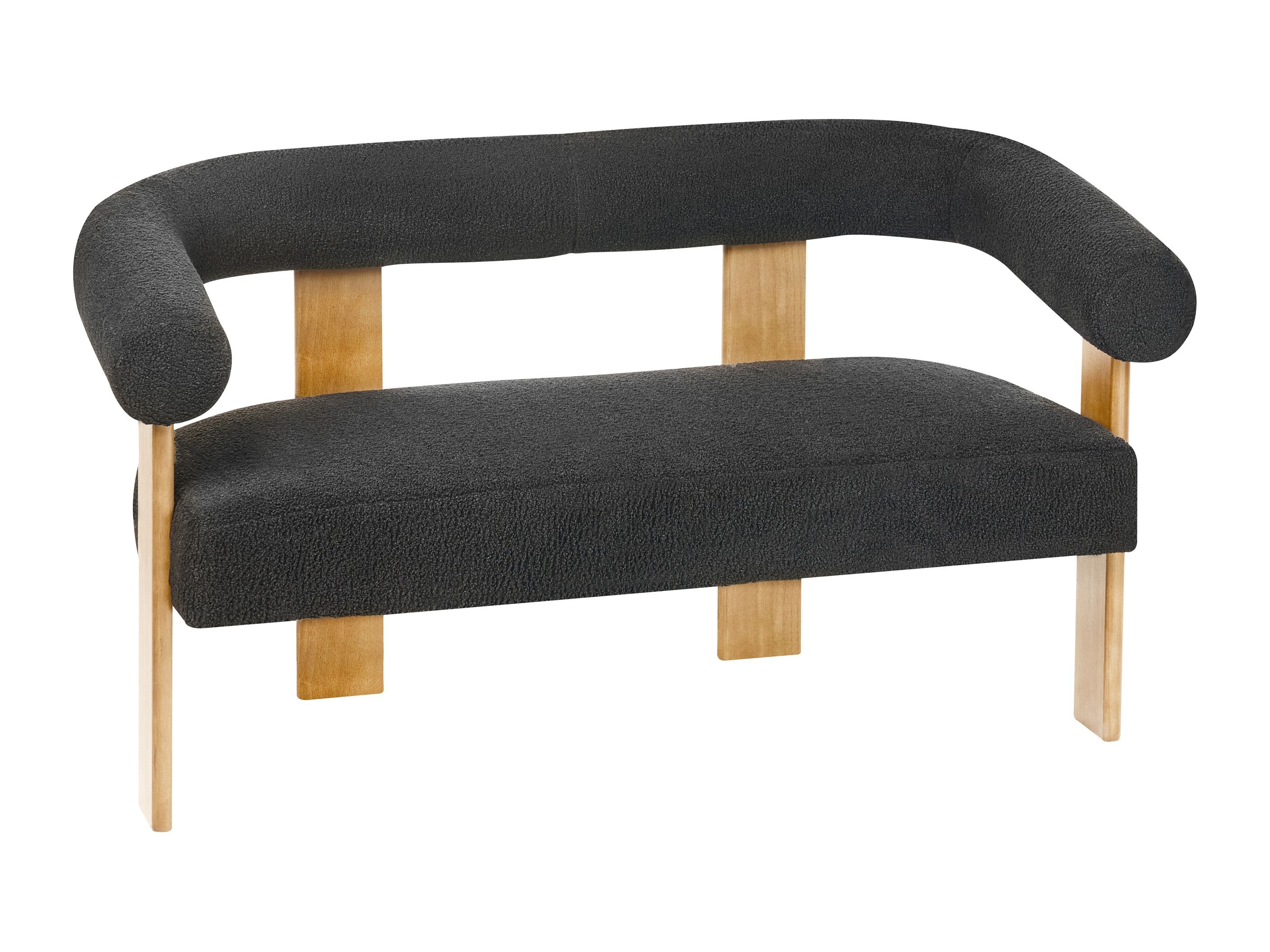 Tapecirana klupa Berwyn 2709 (Crna + Svijetlo drvo)