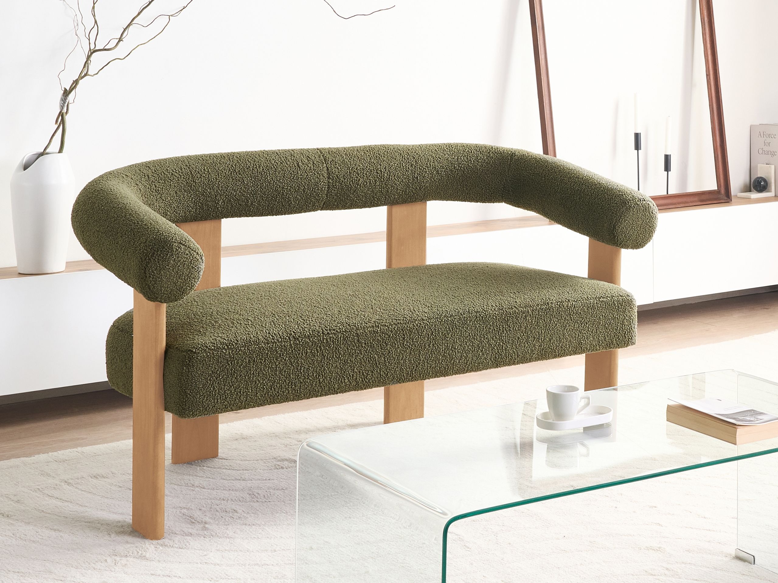 Tapecirana klupa Berwyn 2709 (Zelena + Svijetlo drvo)