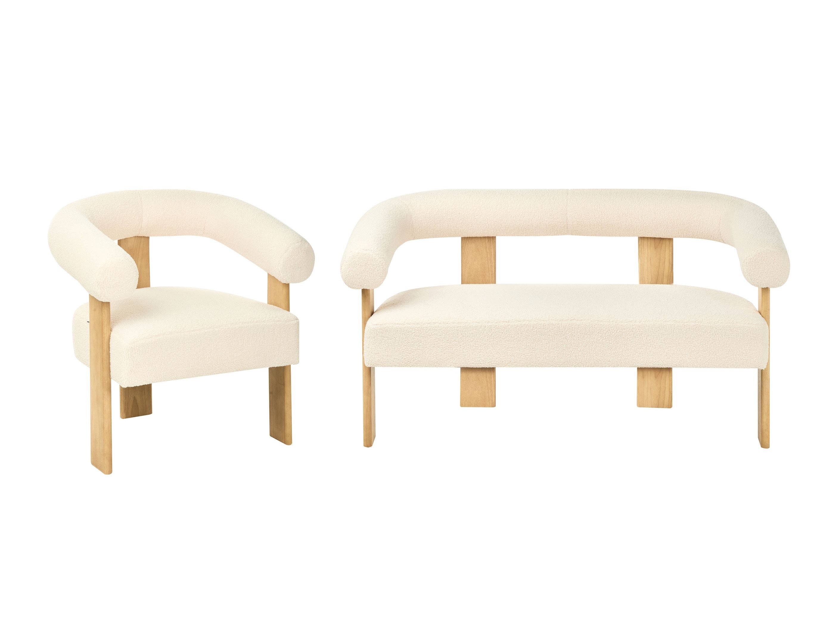 Tapecirani namještaj Berwyn 2710 (Bijela + Svijetlo drvo)