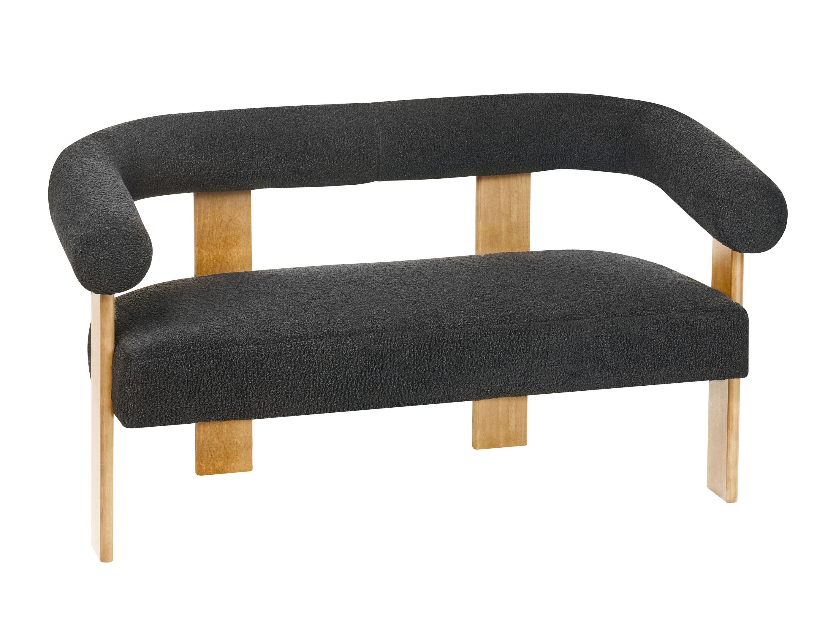 Tapecirani namještaj Berwyn 2710 (Crna + Svijetlo drvo)