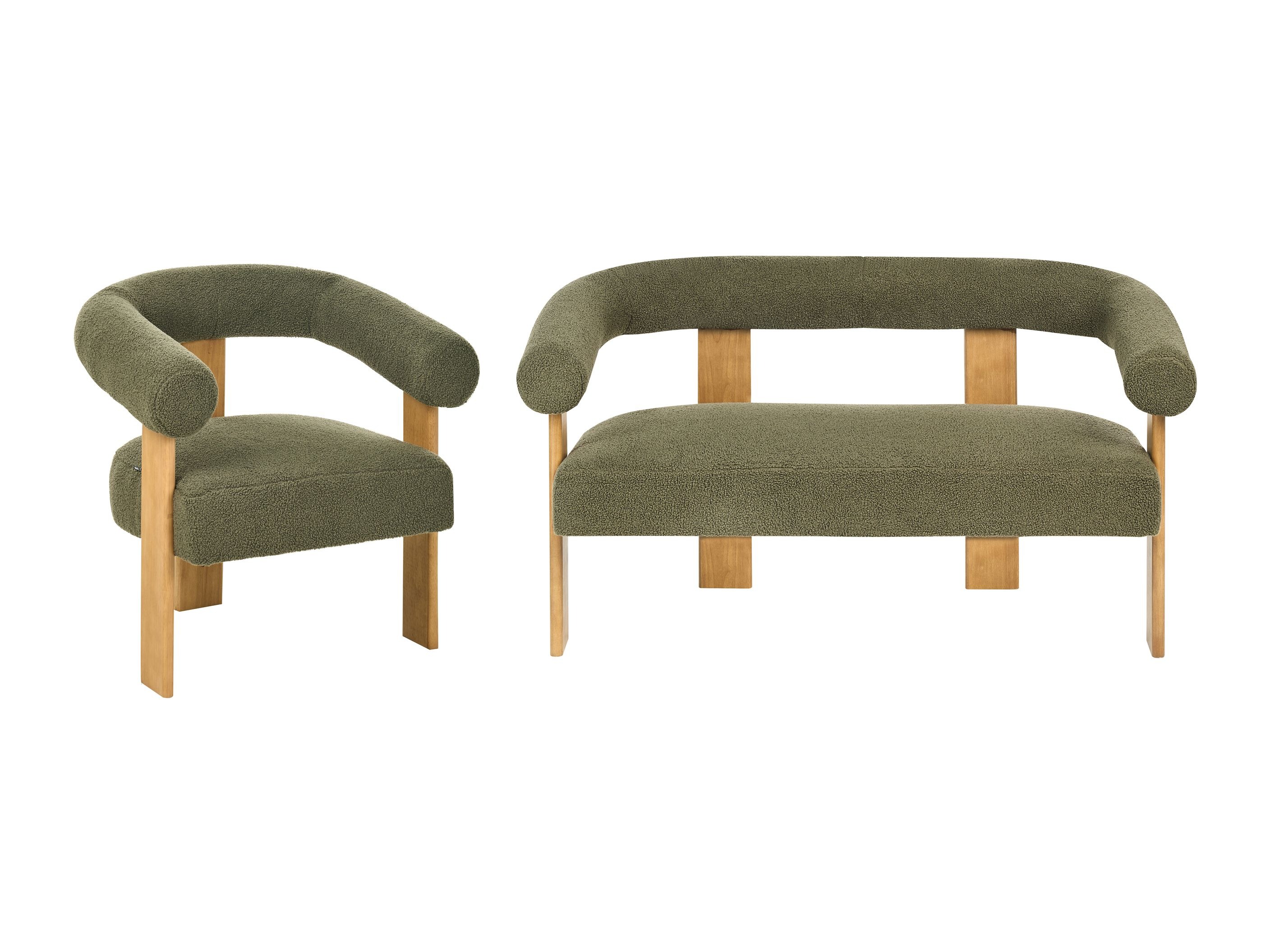 Tapecirani namještaj Berwyn 2710 (Zelena + Svijetlo drvo)