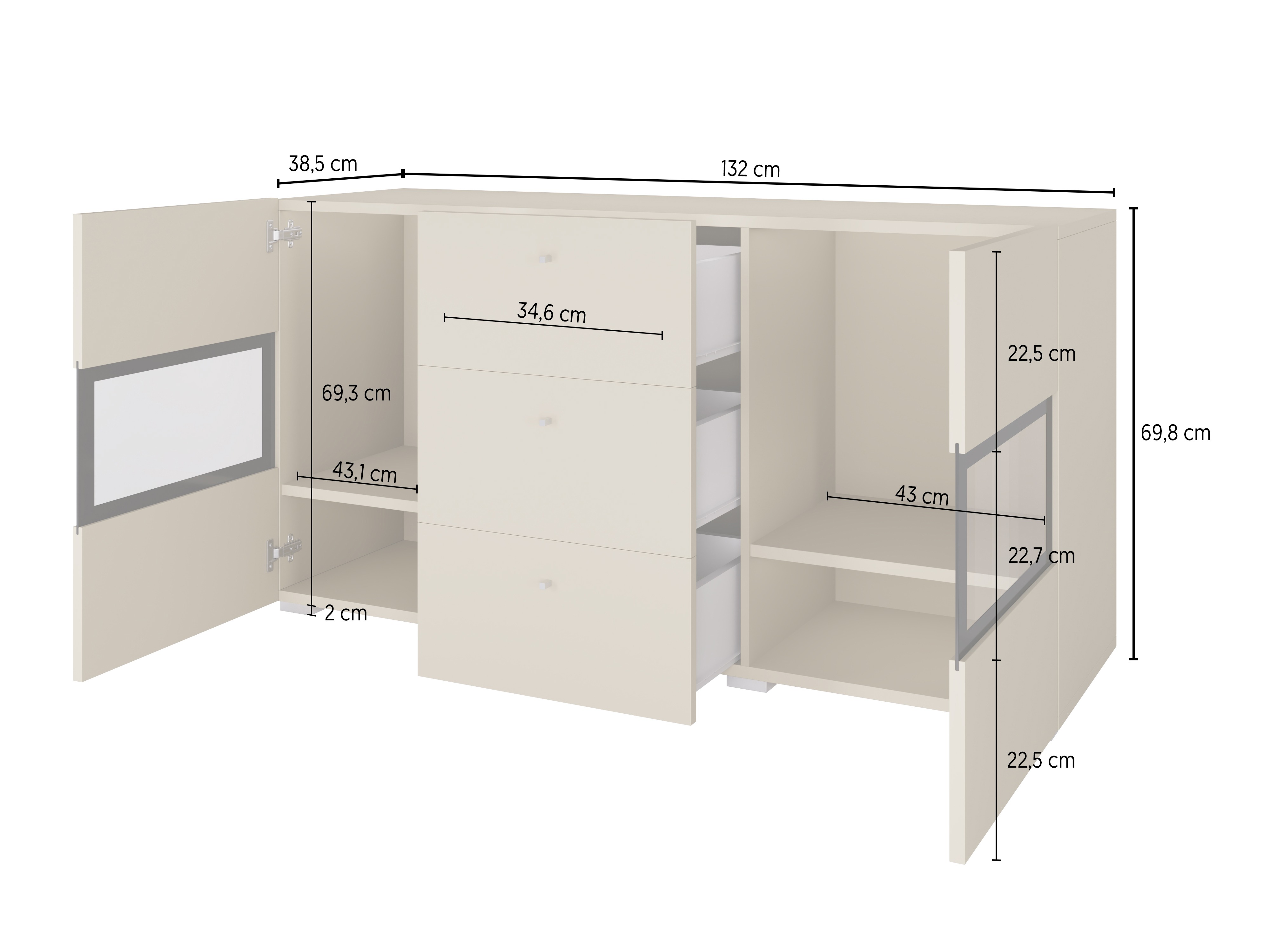 Komoda Serodeu 101 (Bijela + Sjajno bijela)