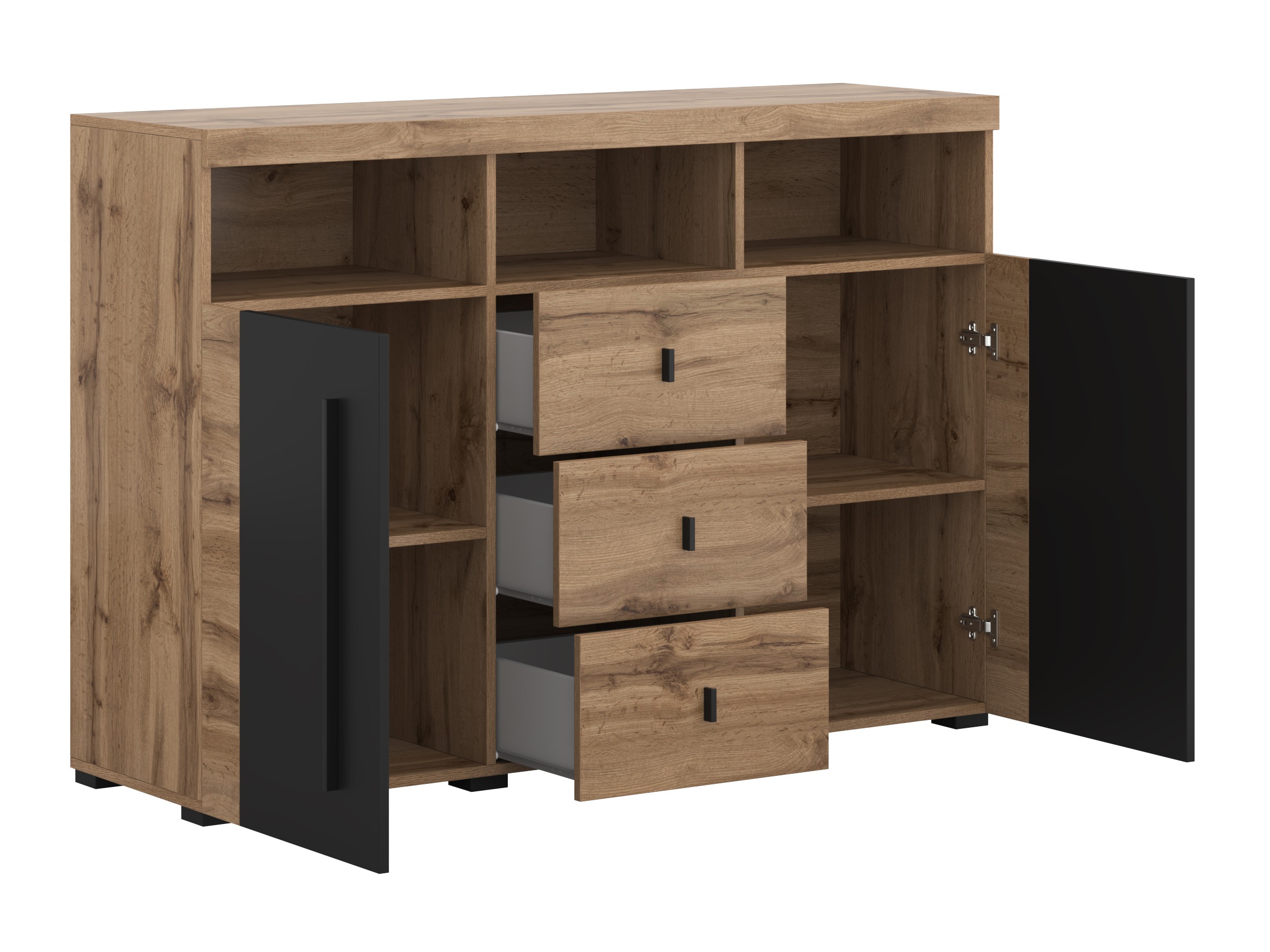 Komoda Sorciro 101 (Crna + Hrast Wotan)