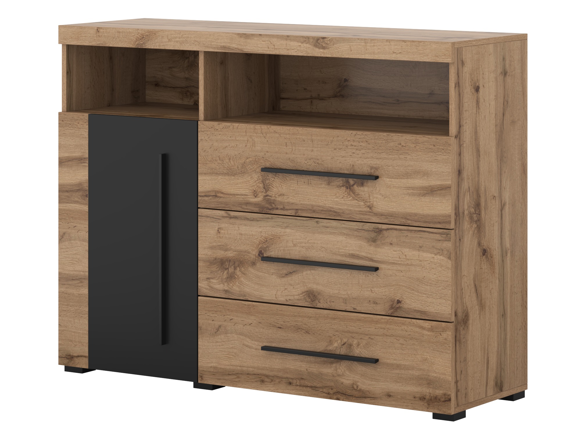 Komoda Sorciro 102 (Crna + Hrast Wotan)