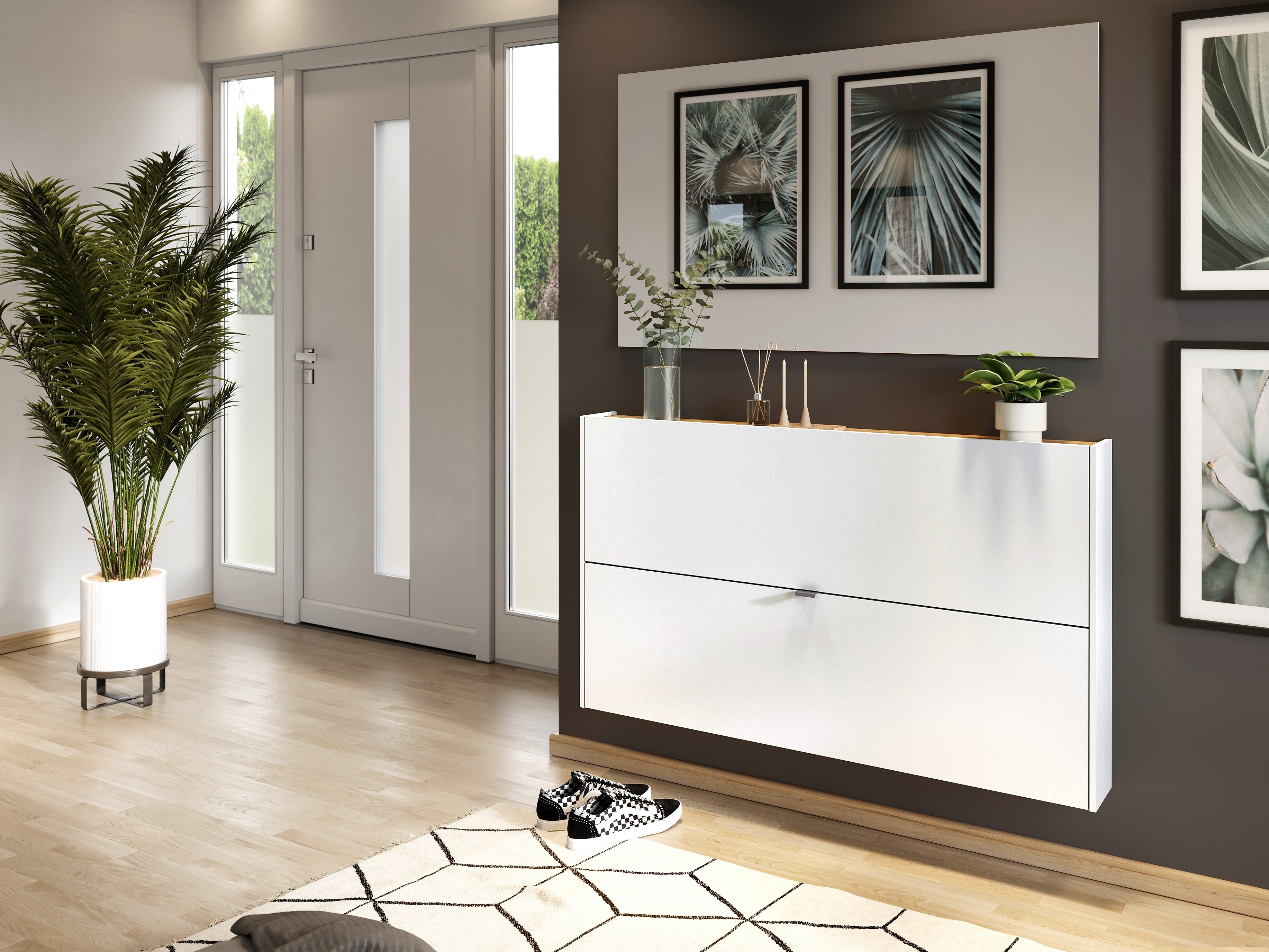 Ormarić za cipele Cirsale 108 (Bijela + Navarra hrast)