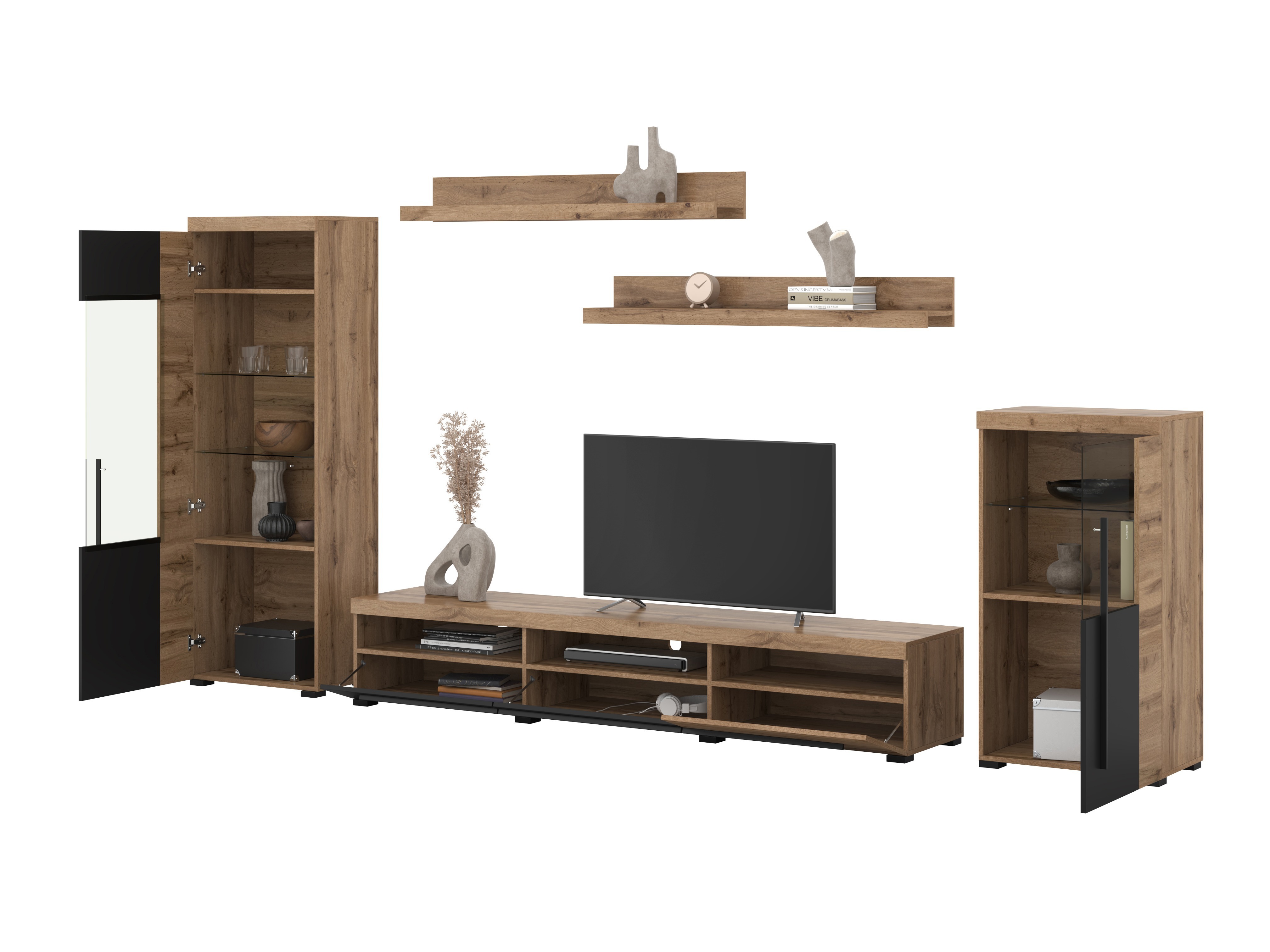 Set za dnevni boravak Sorciro 103 (Crna + Hrast Wotan)