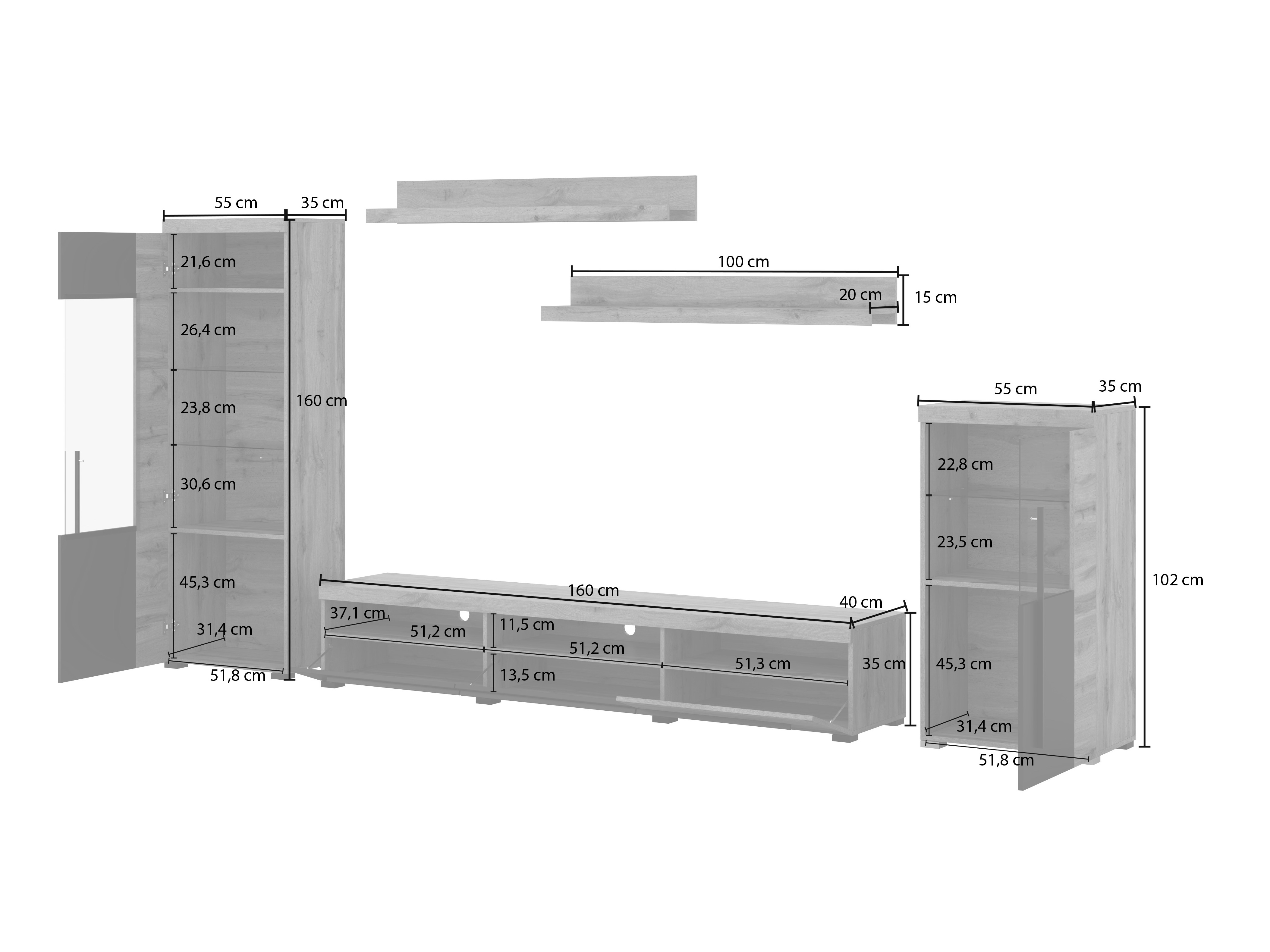 Set za dnevni boravak Sorciro 103 (Orah + Tamni hrast)
