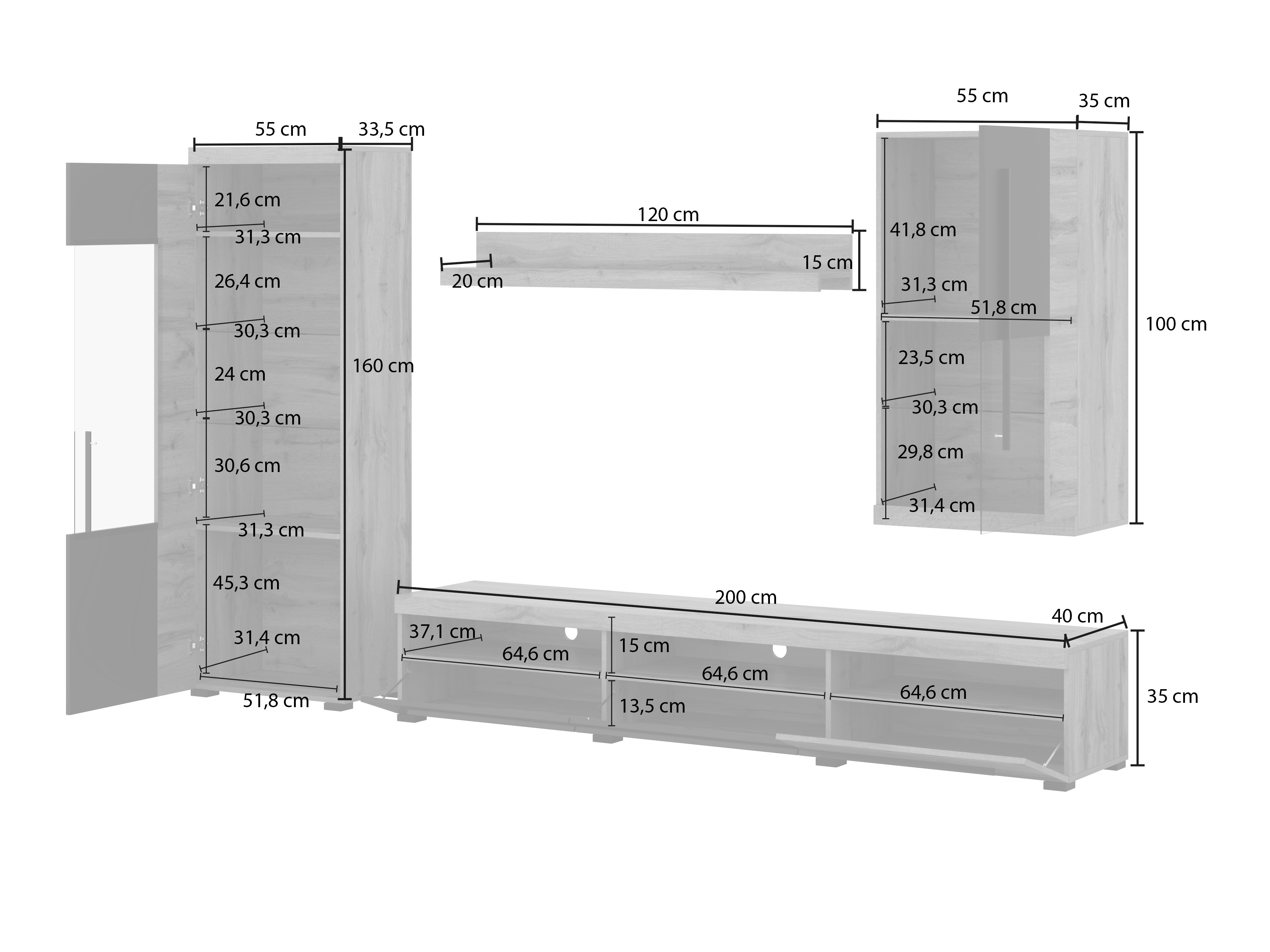 Set za dnevni boravak Sorciro 105 (Orah + Tamni hrast)