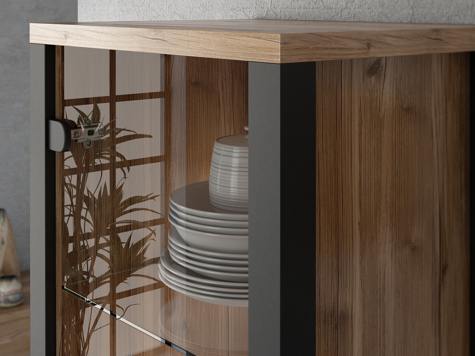 Polica Tornua 101 (Tamna smreka + Mat crna)