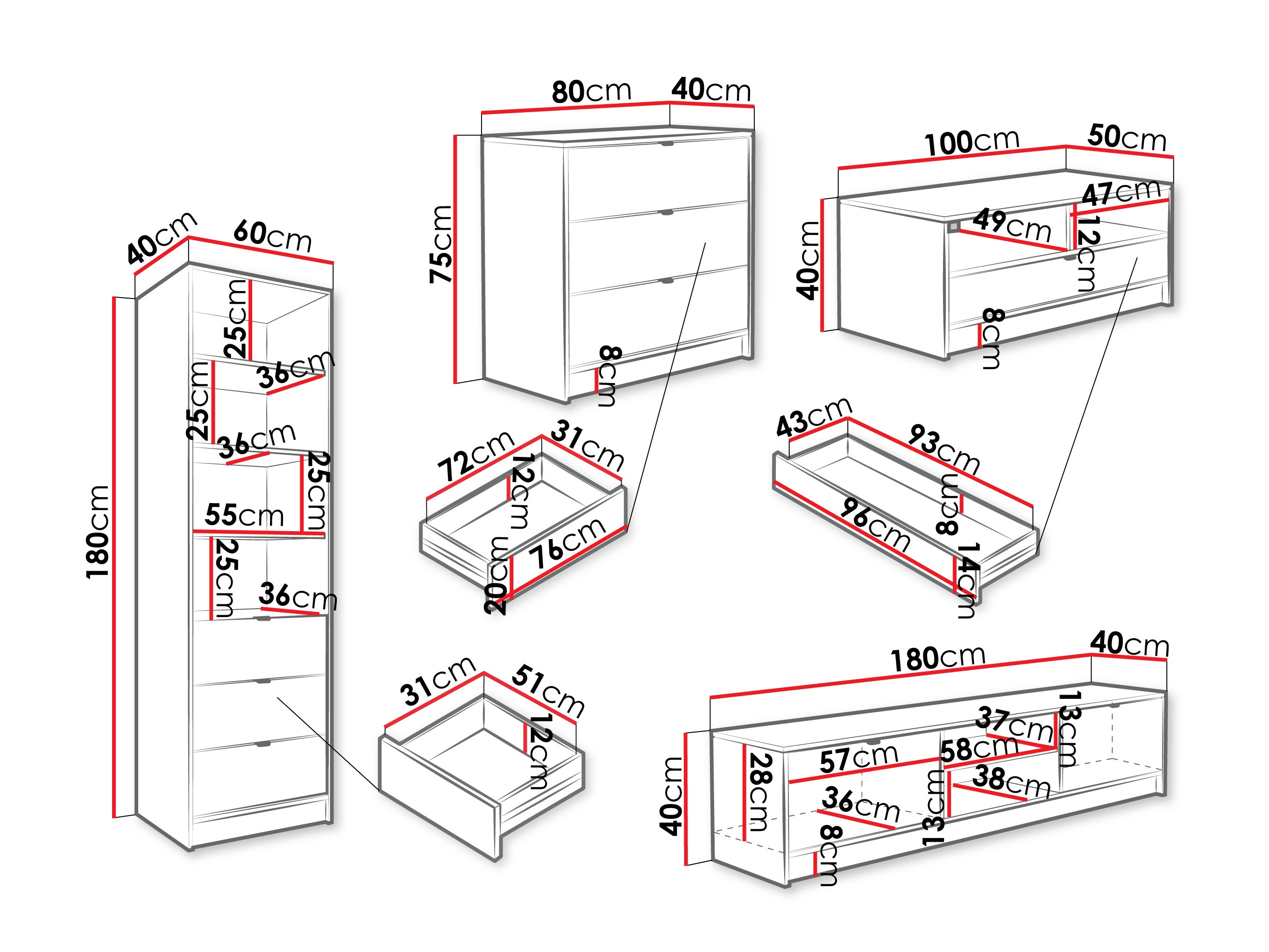 Set za dnevni boravak Comfivo Papilio VII (Bijela)