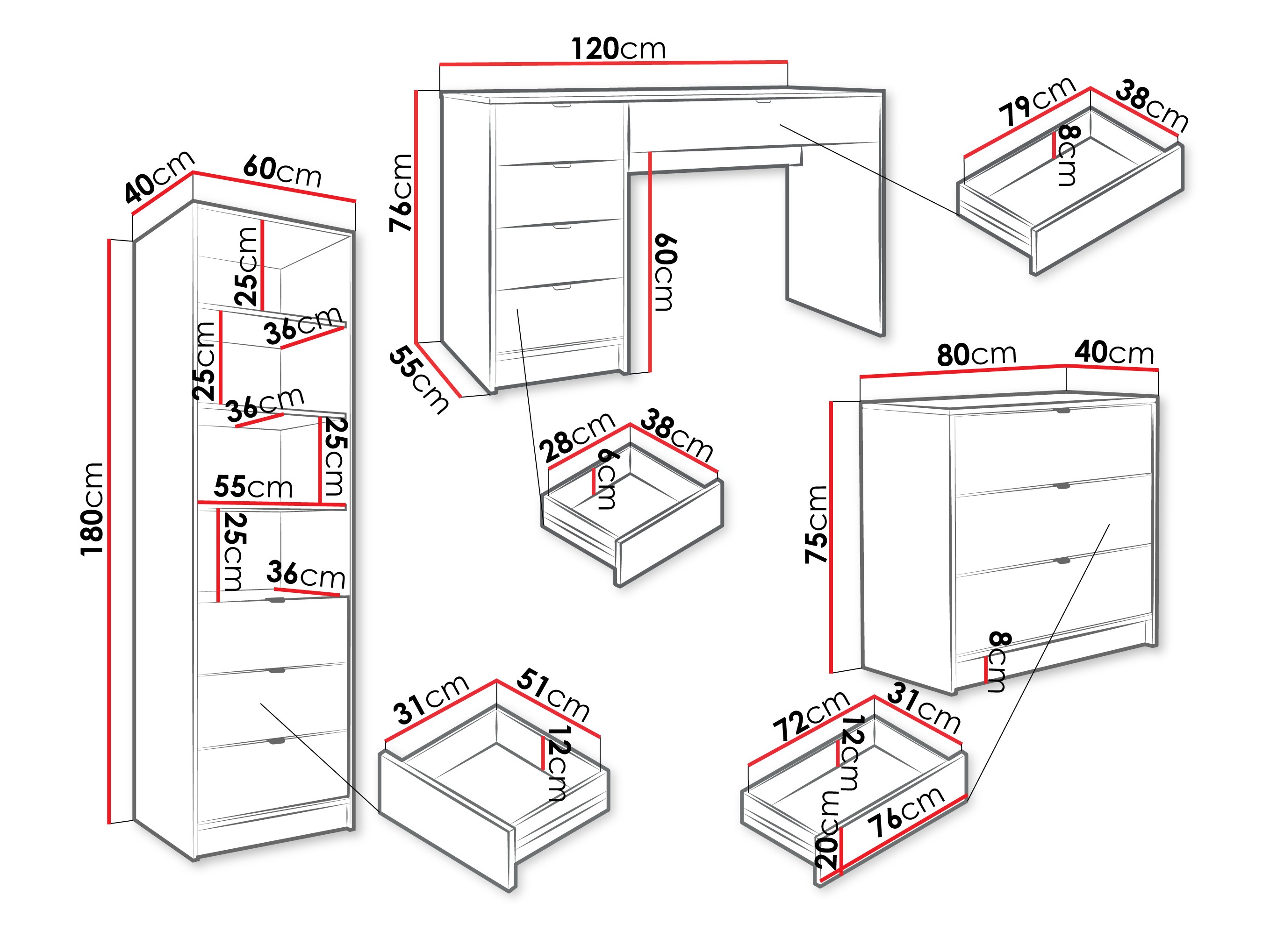 Set za kućni ured Comfivo Papilio V (Bijela)
