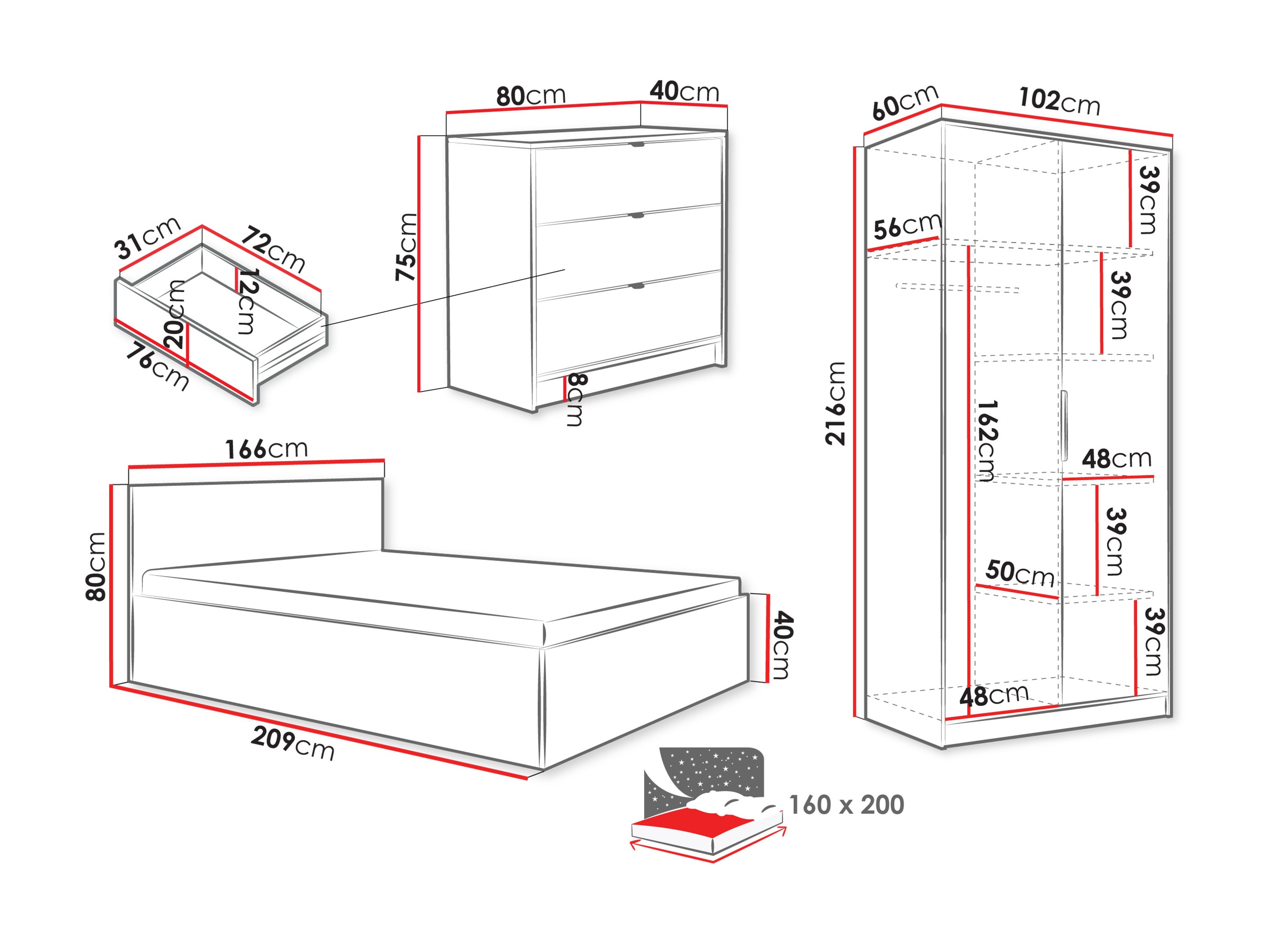 Set za spavaću sobu Comfivo Papilio