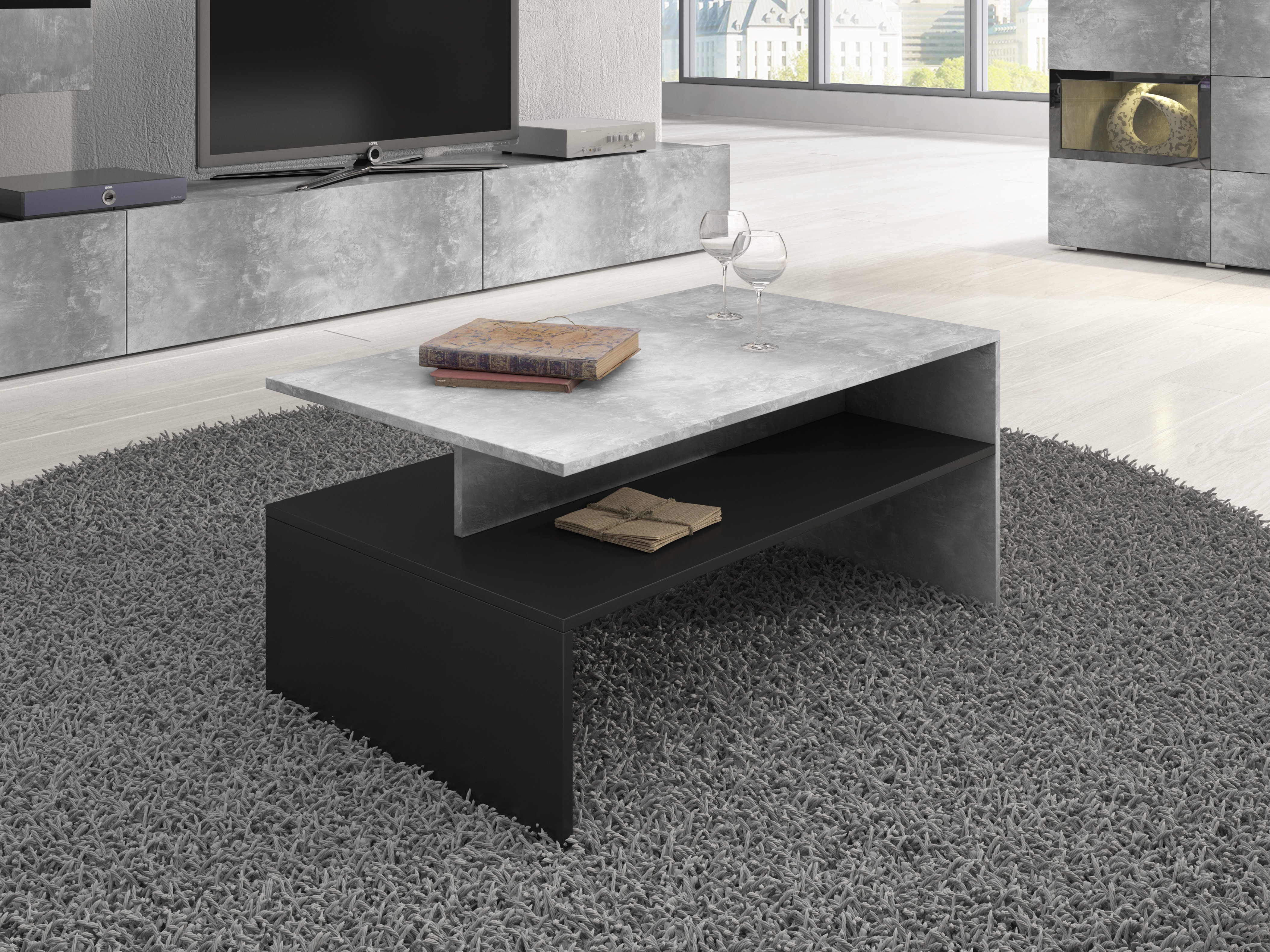 Stolić za kavu Serodeu 103 (Boja betona + Crna)