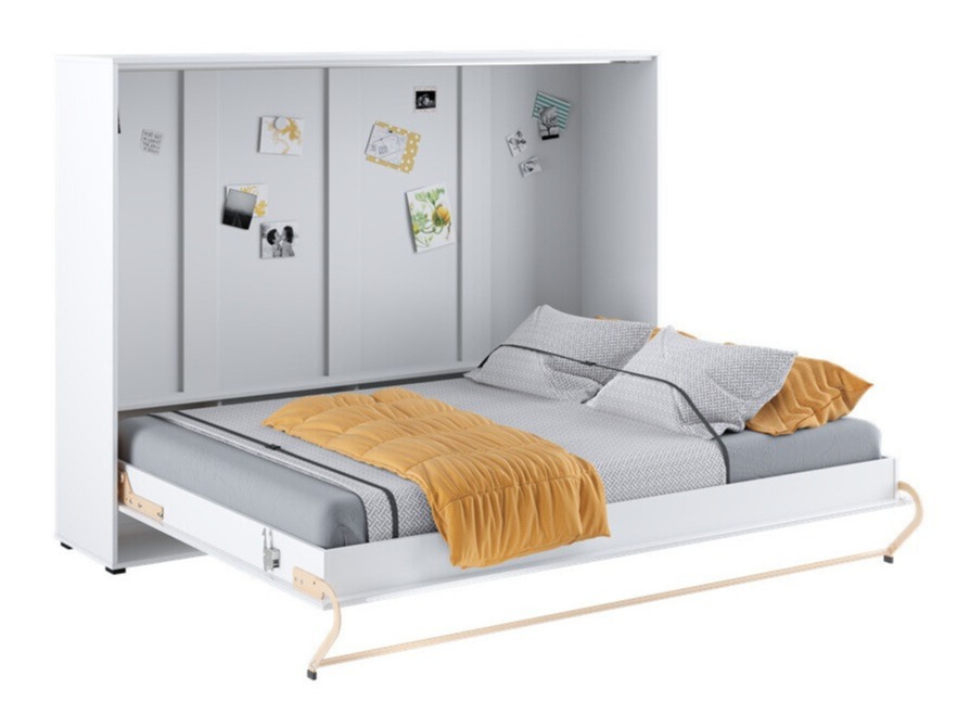 Zidni krevet Concept Pro Lenart IV (Bijela + Sjajno bijela)