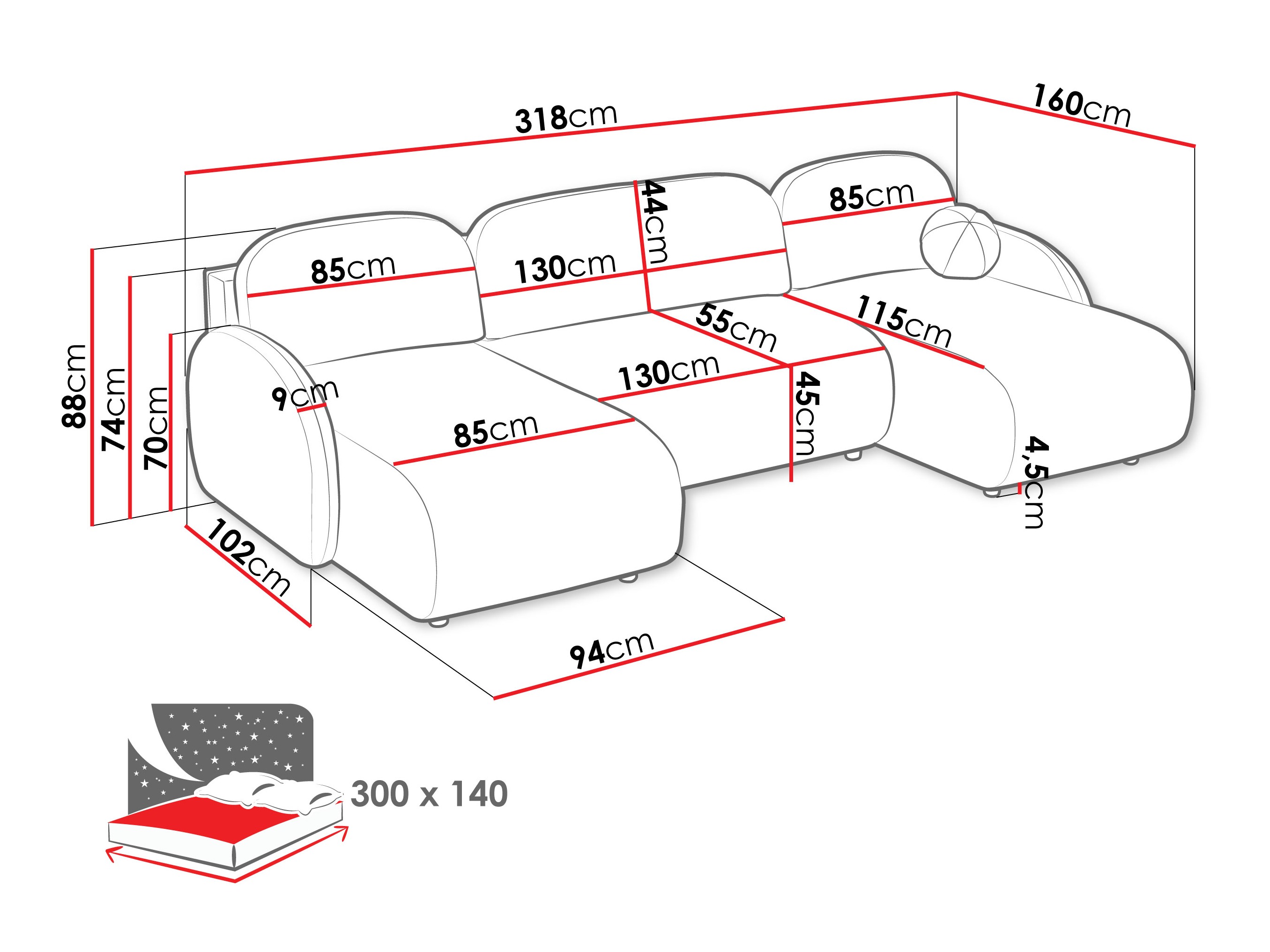 Kutna garnitura Columbus 250 (Sereno 682)