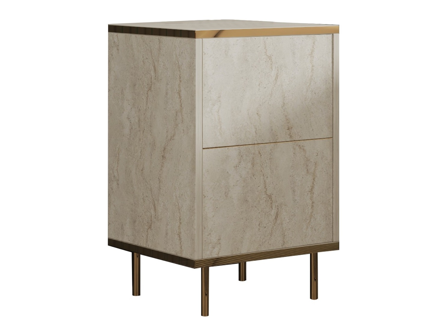 Noćni ormarić Kailua 2575 (Svijetla Travertine + Zlatna)